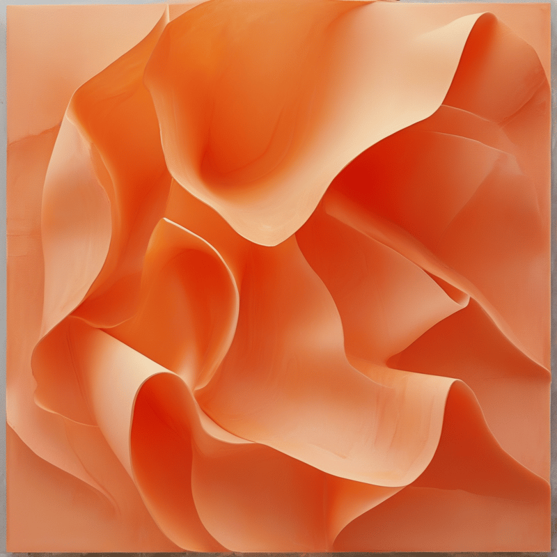 Flowing orange fabric creates smooth undulations with soft shadows defining the folds and curves throughout the frame.