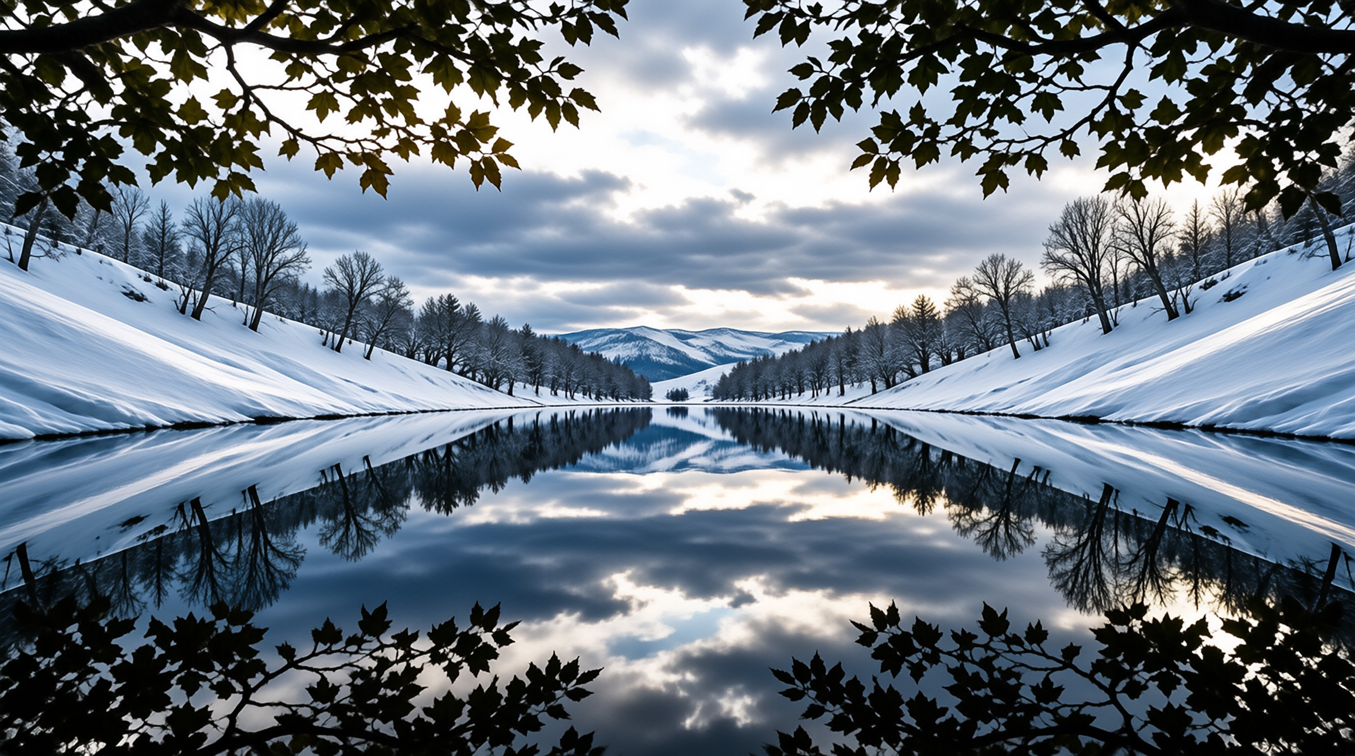 Winter River Reflection