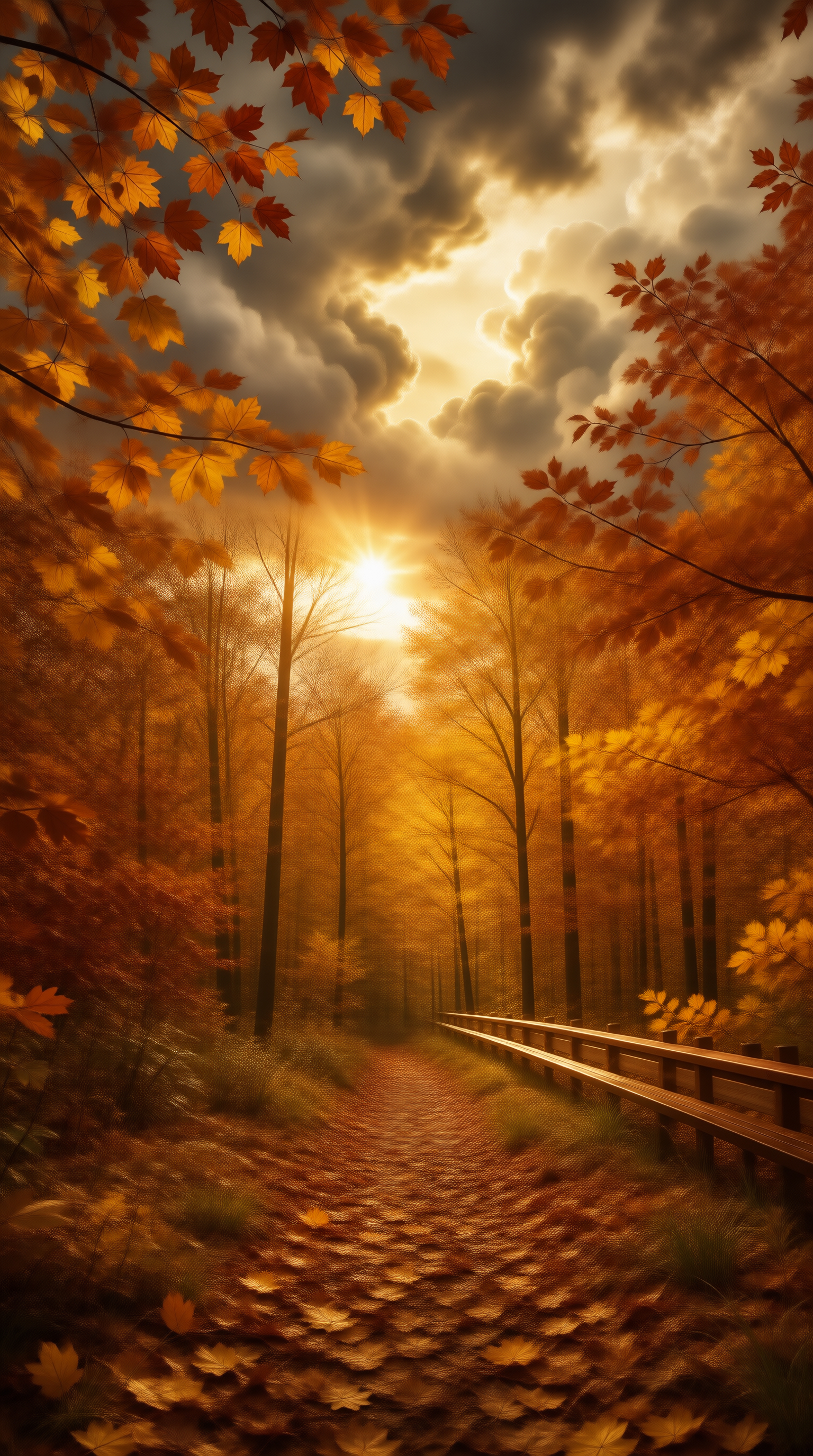 Sunlit Autumn Trail