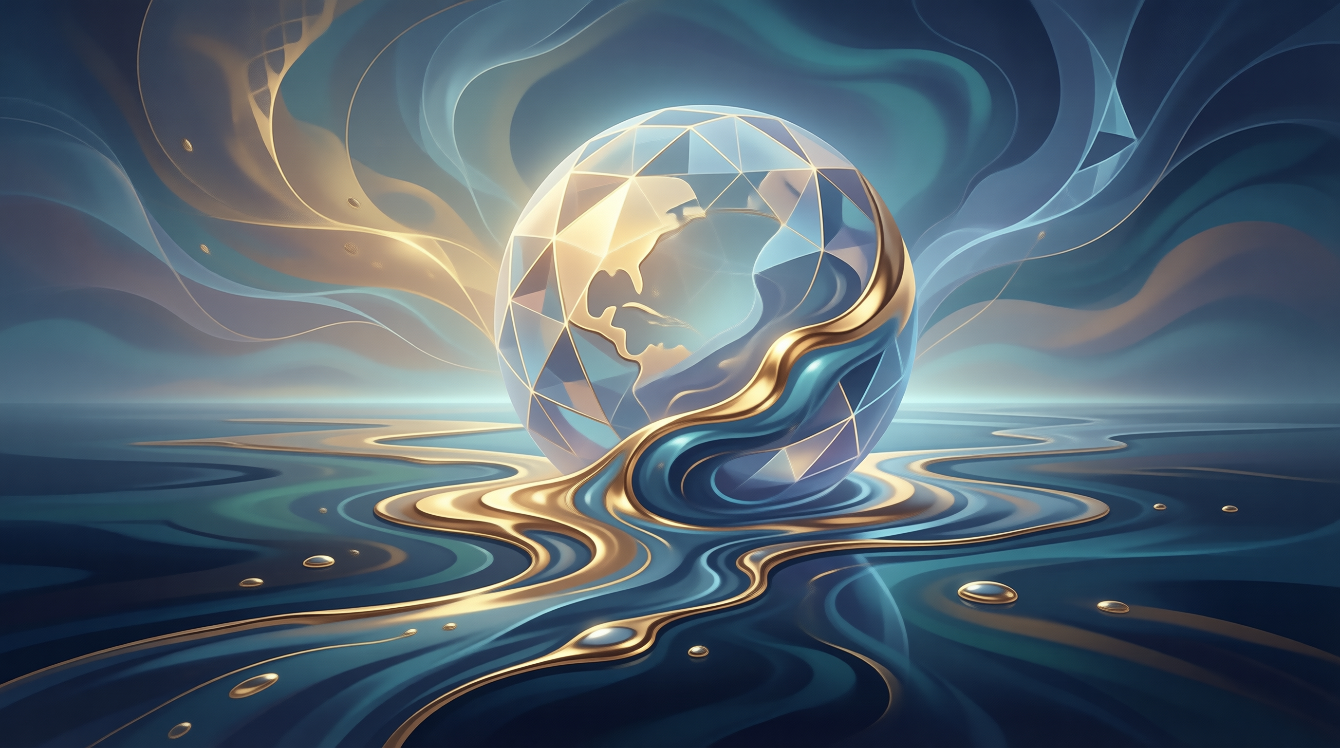 Abstract Globe and Gold Waves