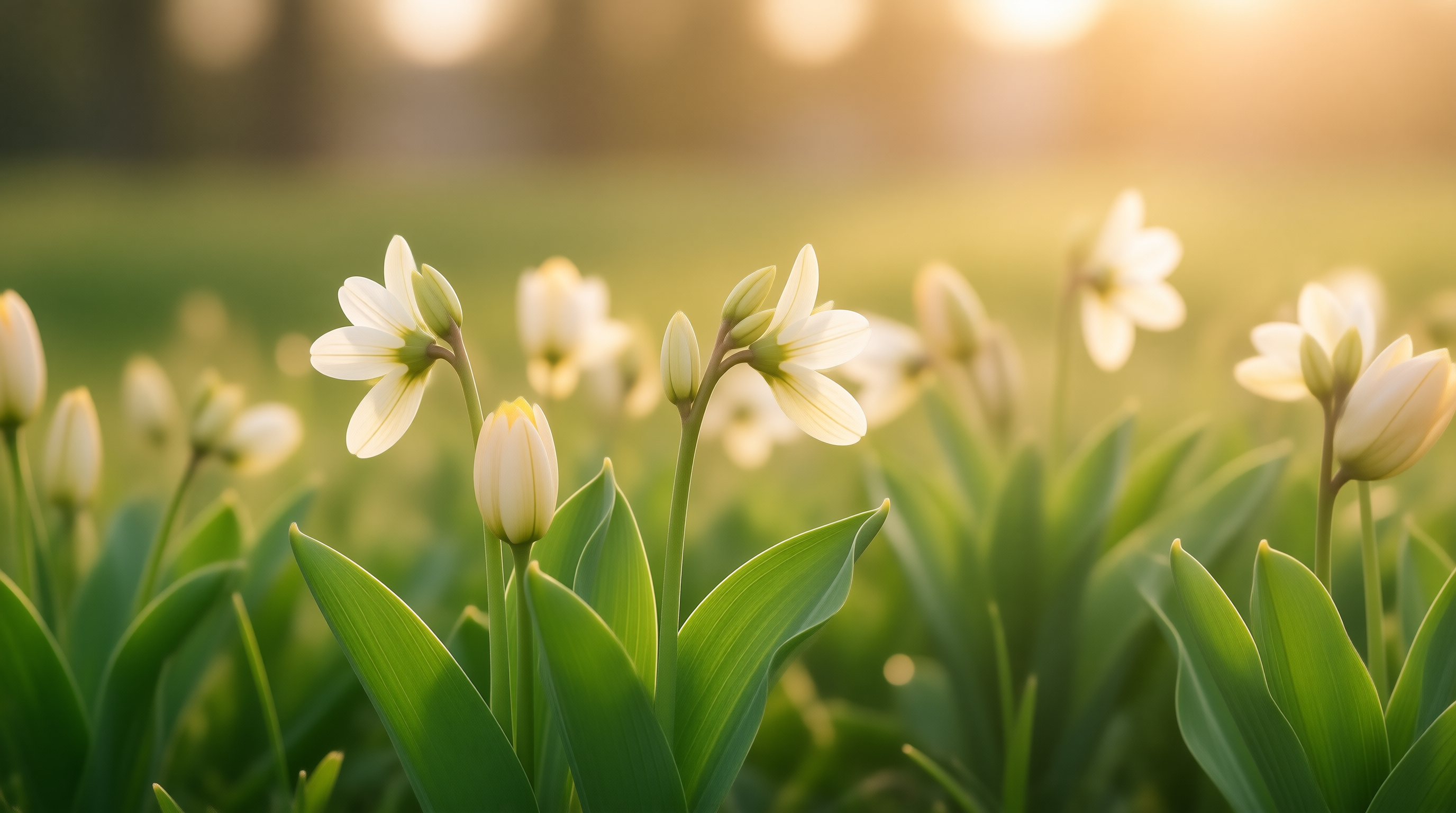 White Flowers in Golden Light