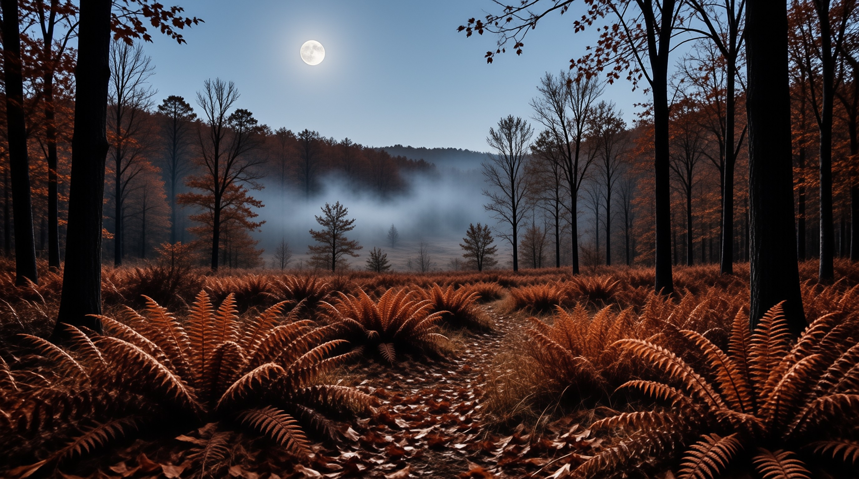Moonlit Autumn Forest