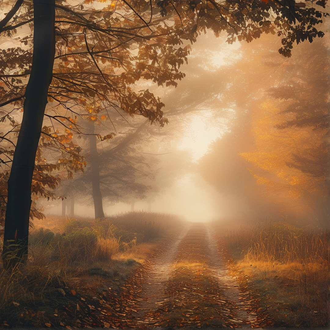 Misty Autumn Forest Path