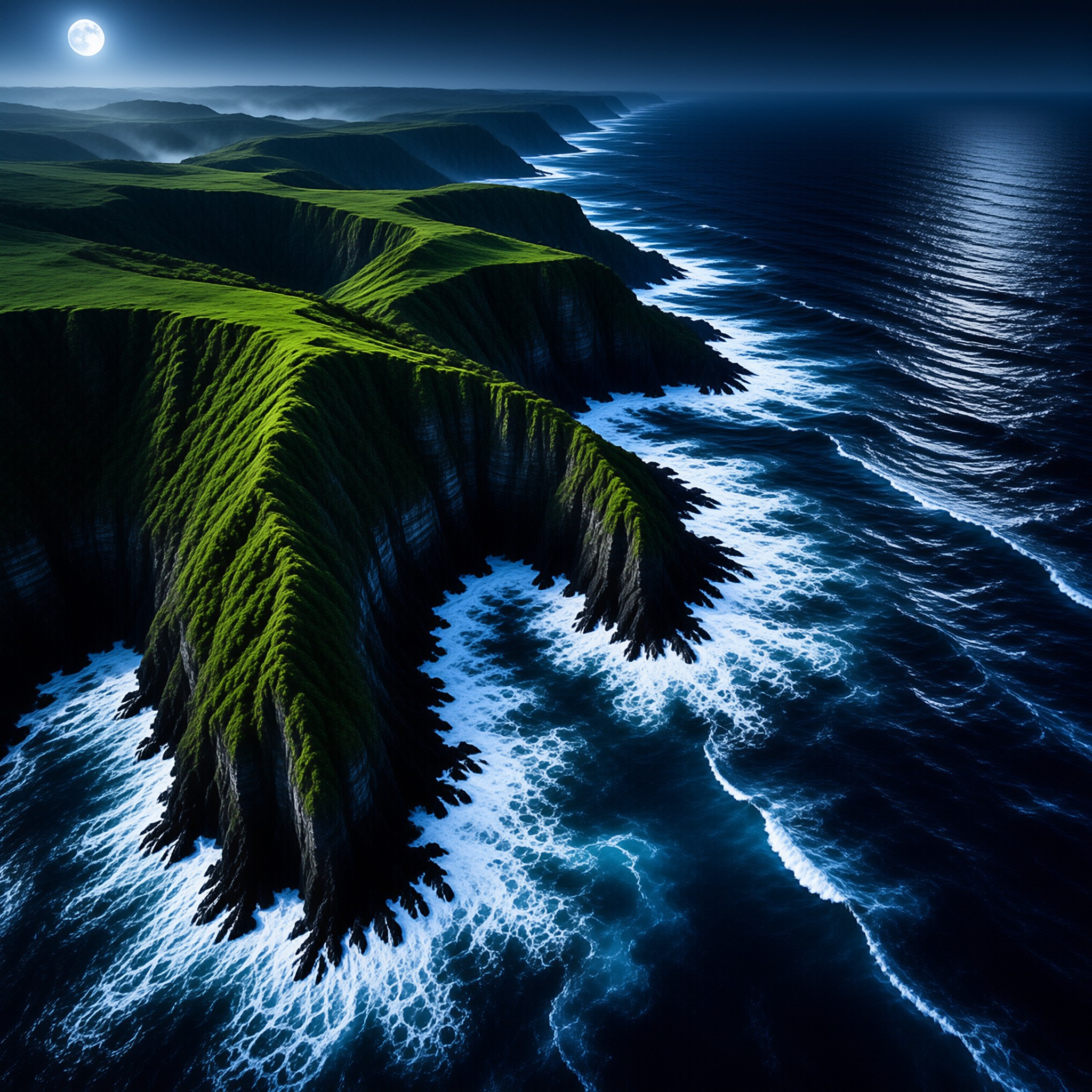 Moonlit Coastal Cliffs