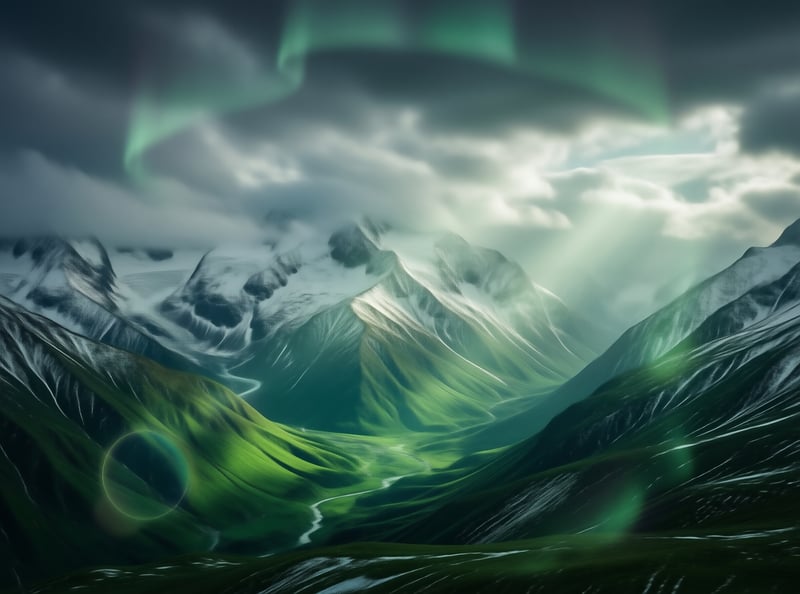 Aurora Over Snowy Peaks