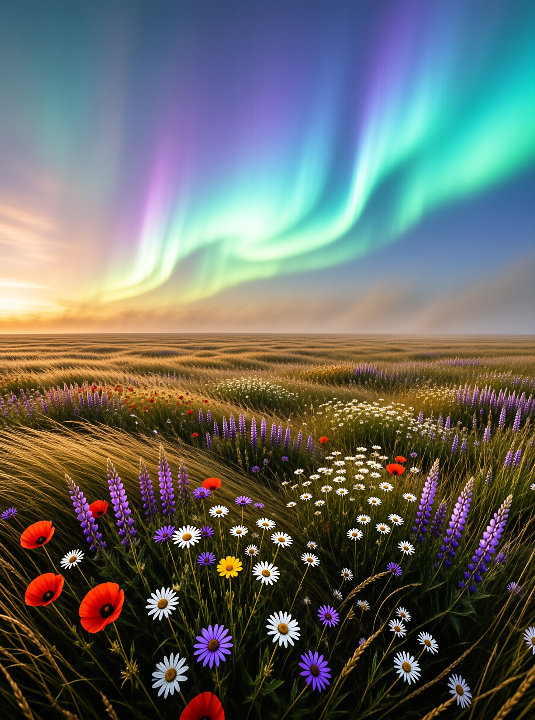 Aurora over Wildflower Meadow
