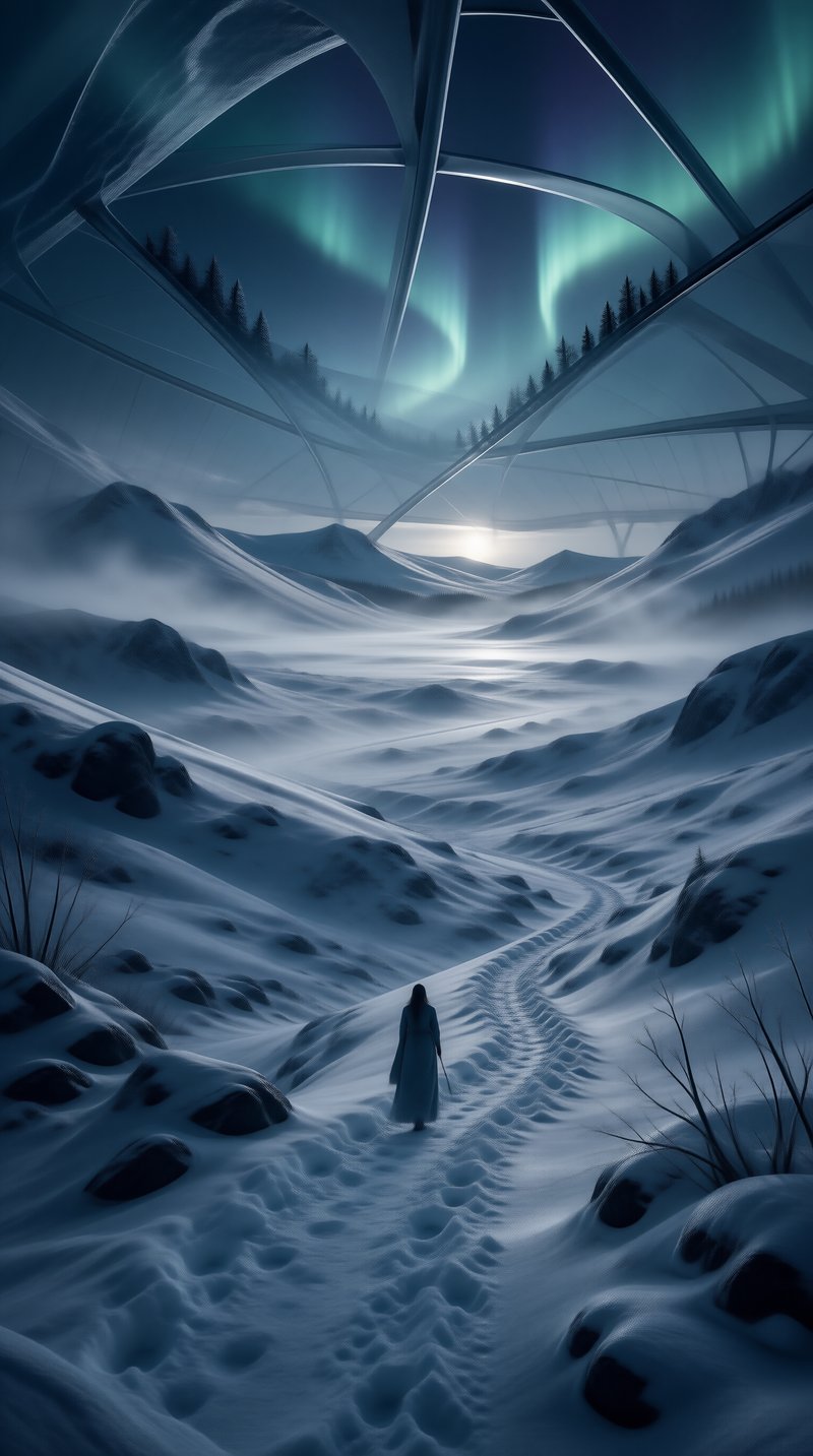 Solitary Walk in Snowy Future
