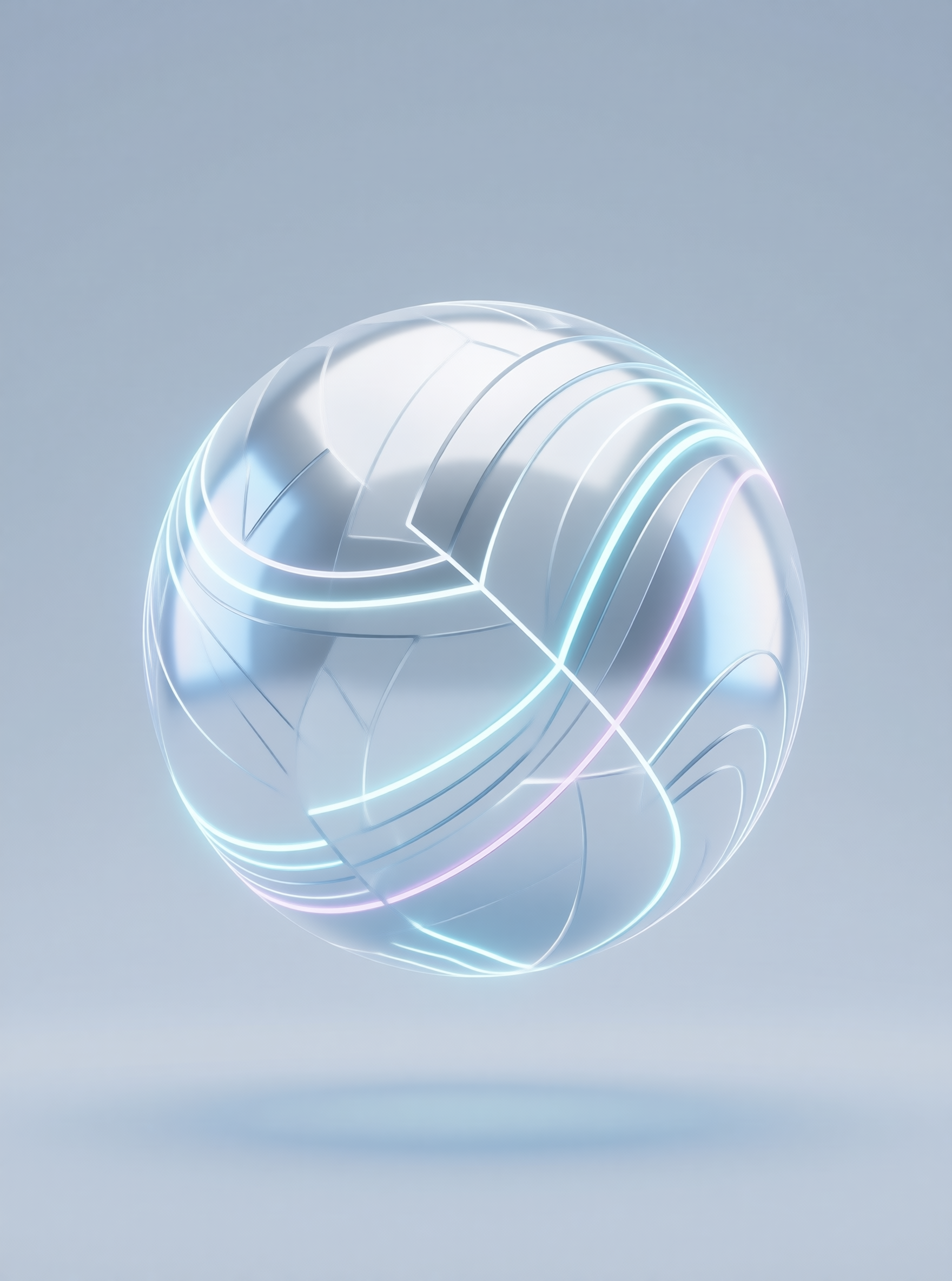 Iridescent Frosted Glass Sphere — Neon Panel Study