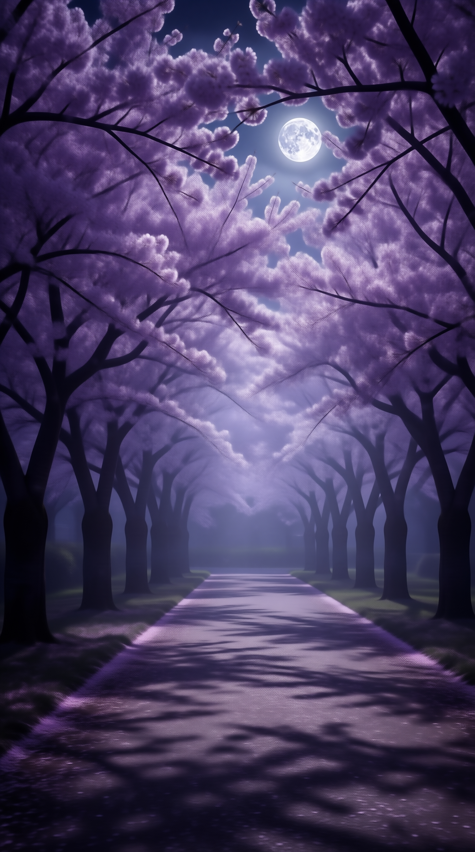 Moonlit Cherry Blossom Path