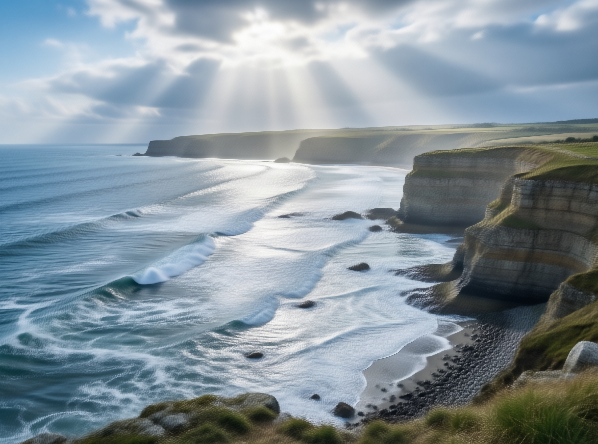 Sunlit Coastal Cliffs