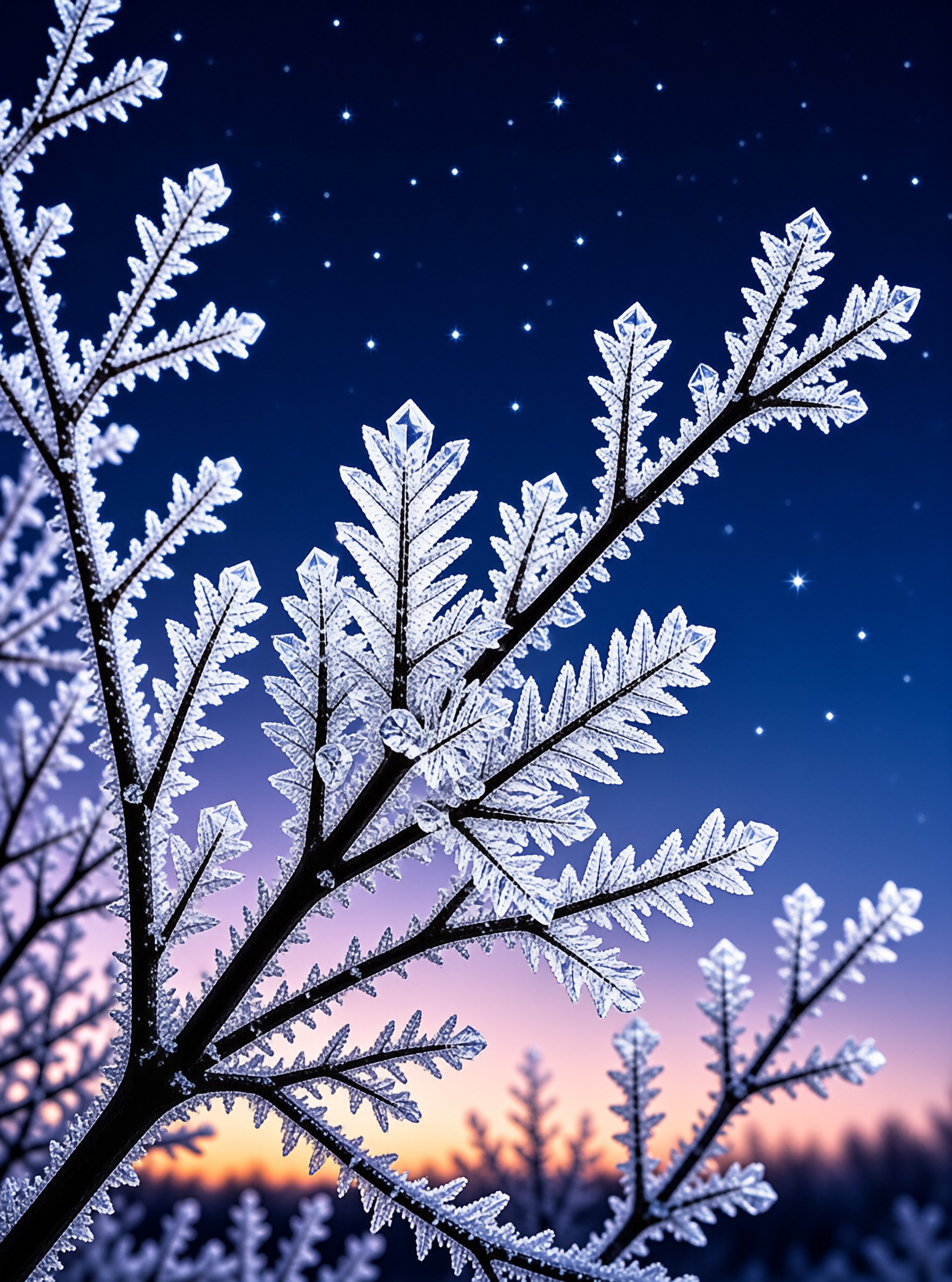 Frosted Branches Under Stars