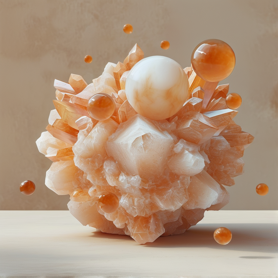 Crystal Cluster with Spheres