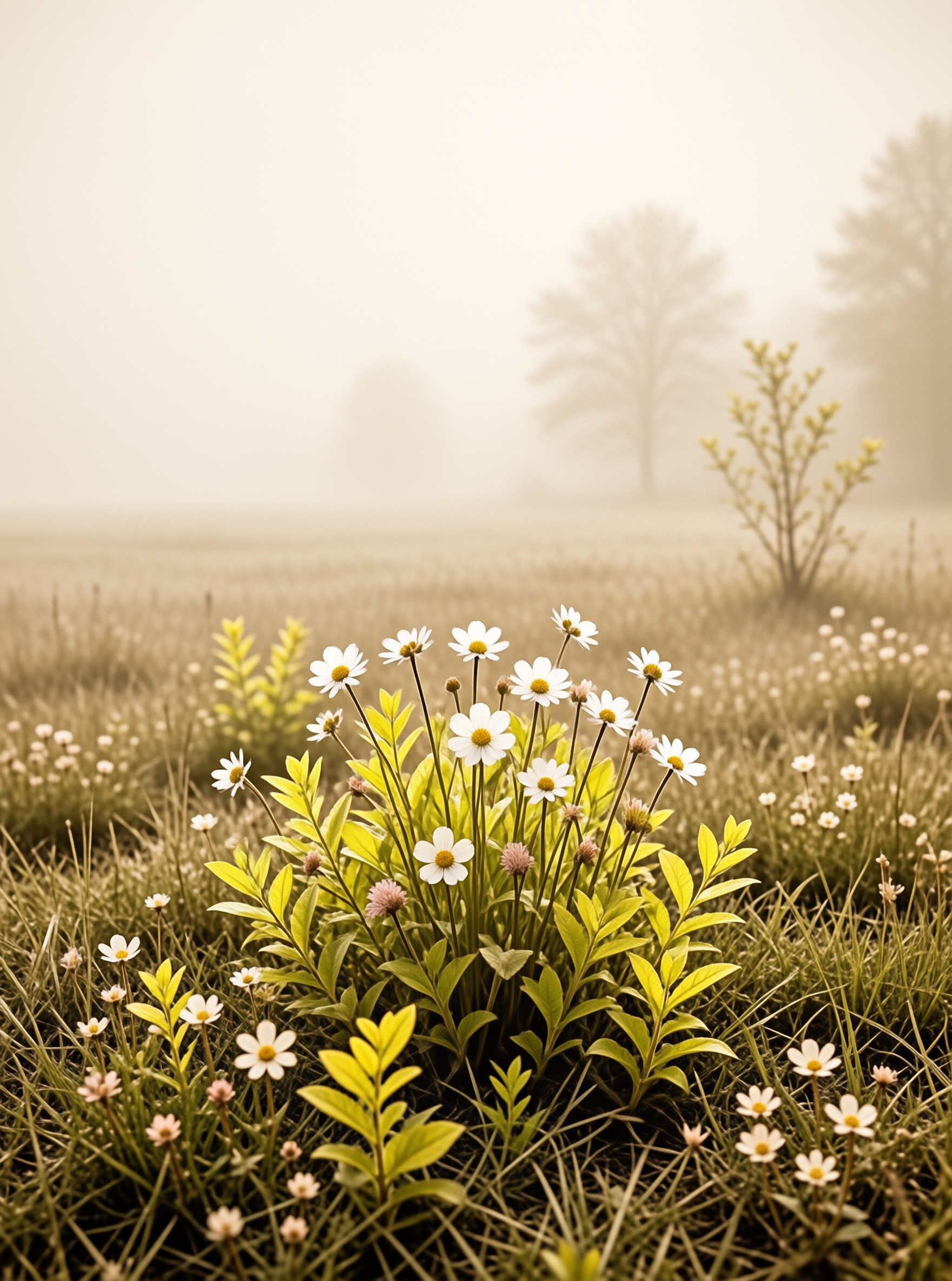 Misty Field of Daisies