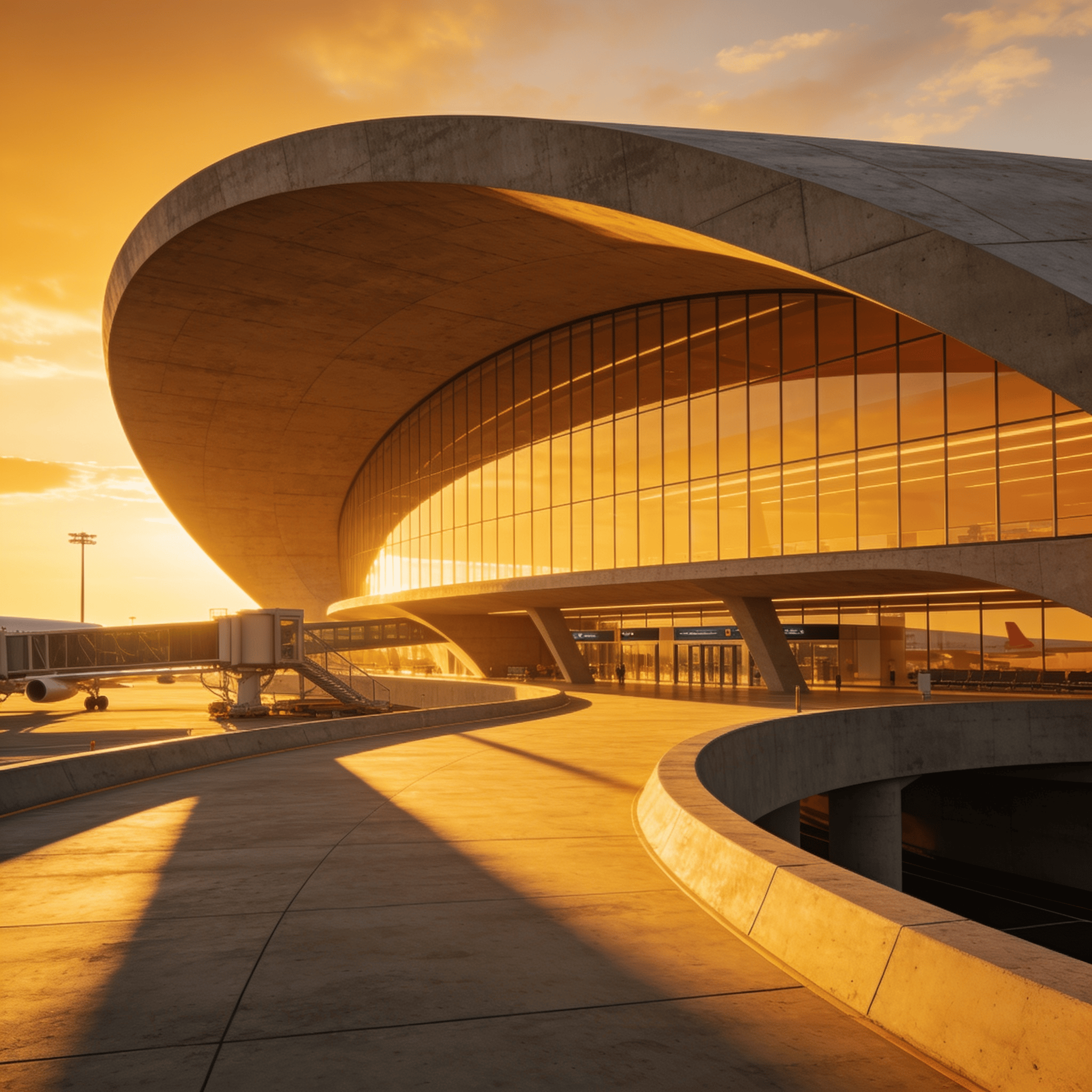 Terminal with Curved Concrete — Golden Sunset