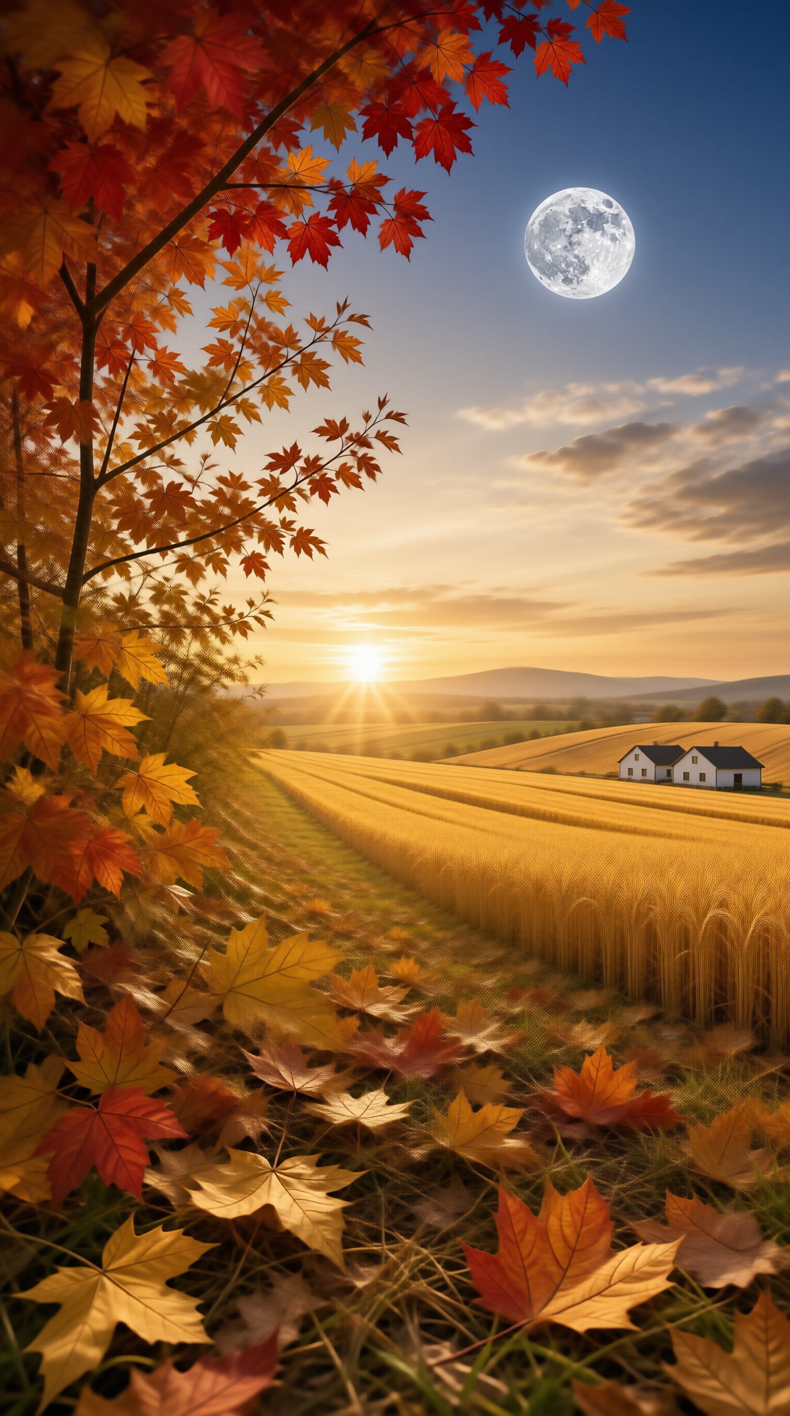 Autumn Harvest Moon Landscape