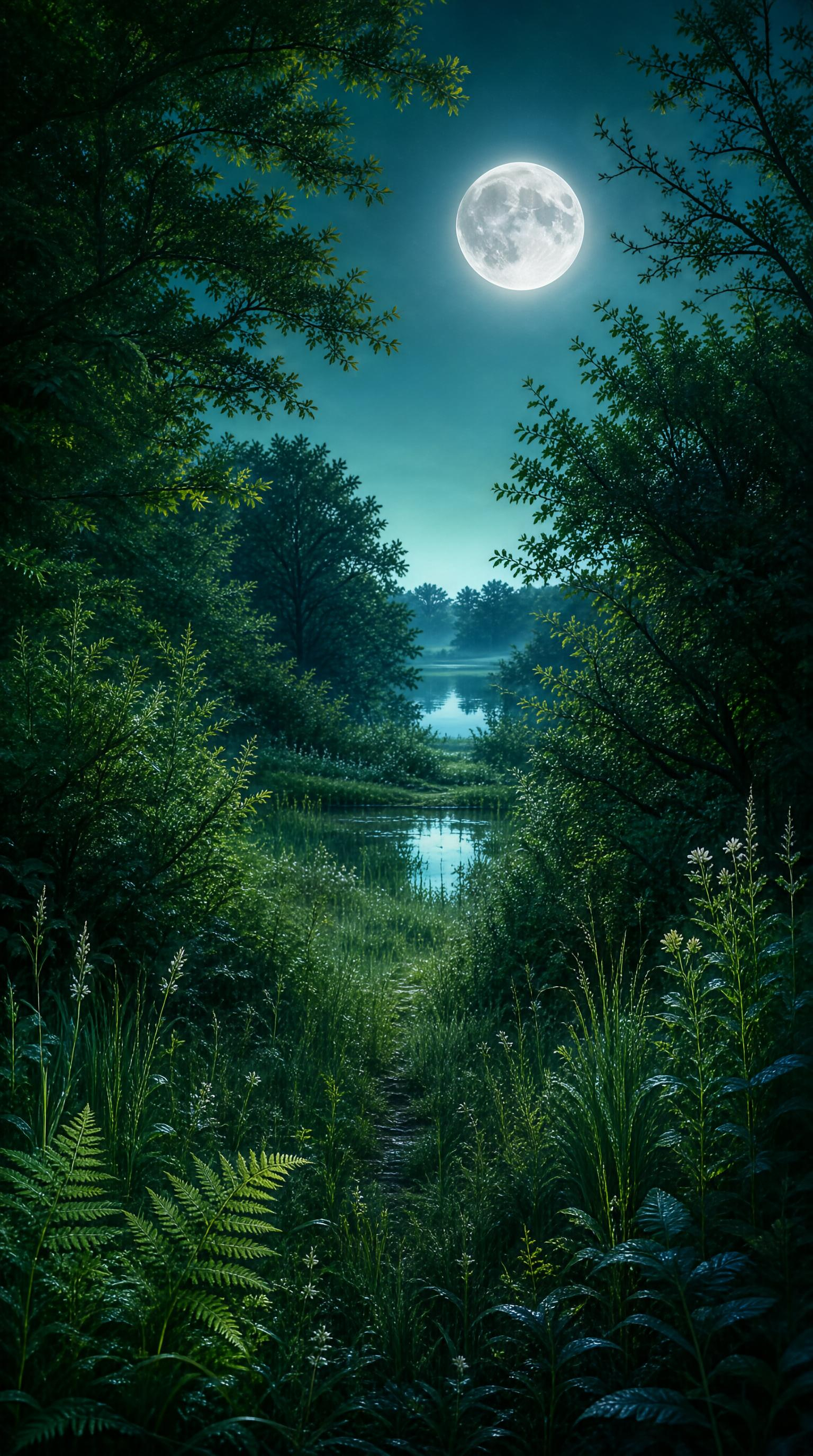 Moonlit Forest Path