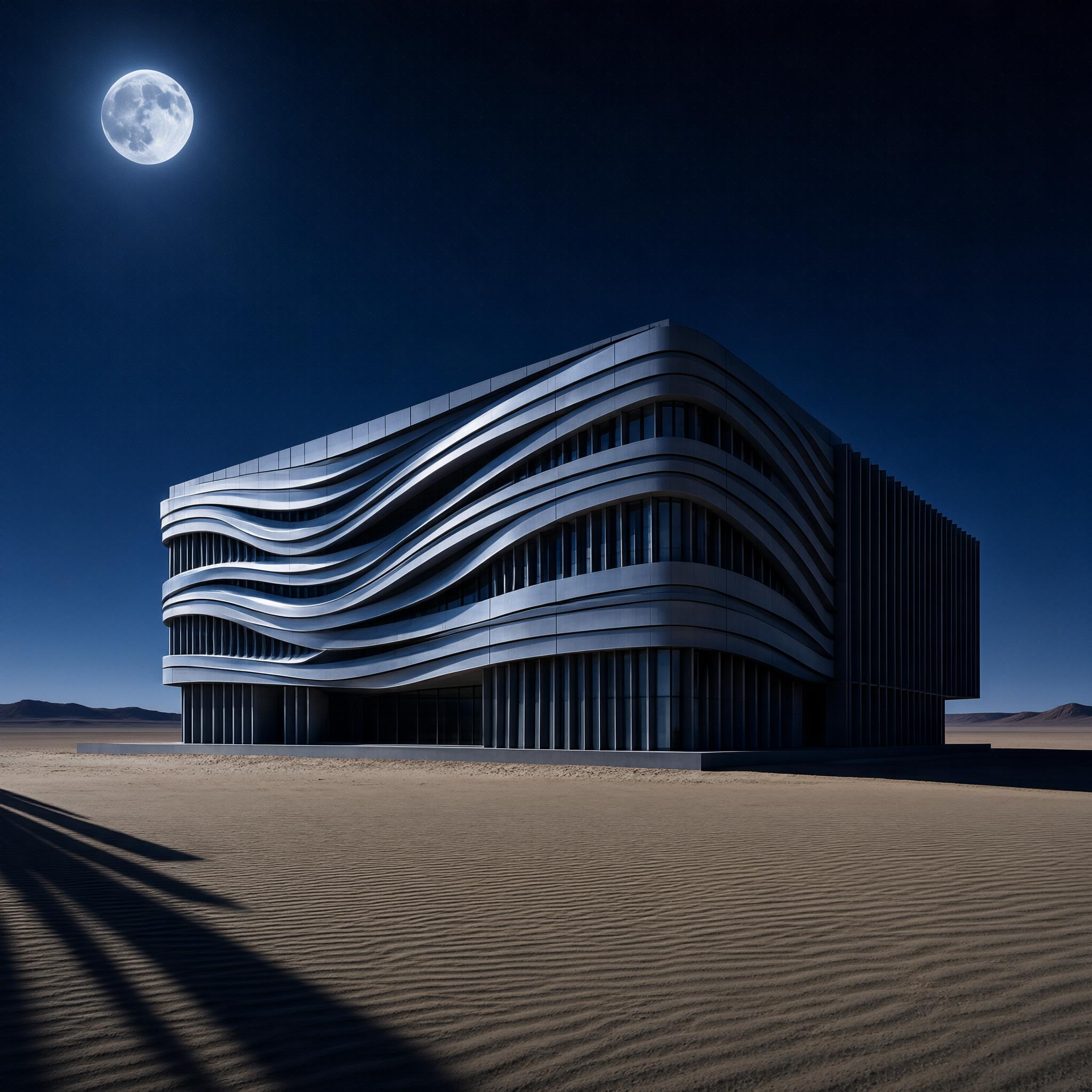 Modern Wave Building in Desert