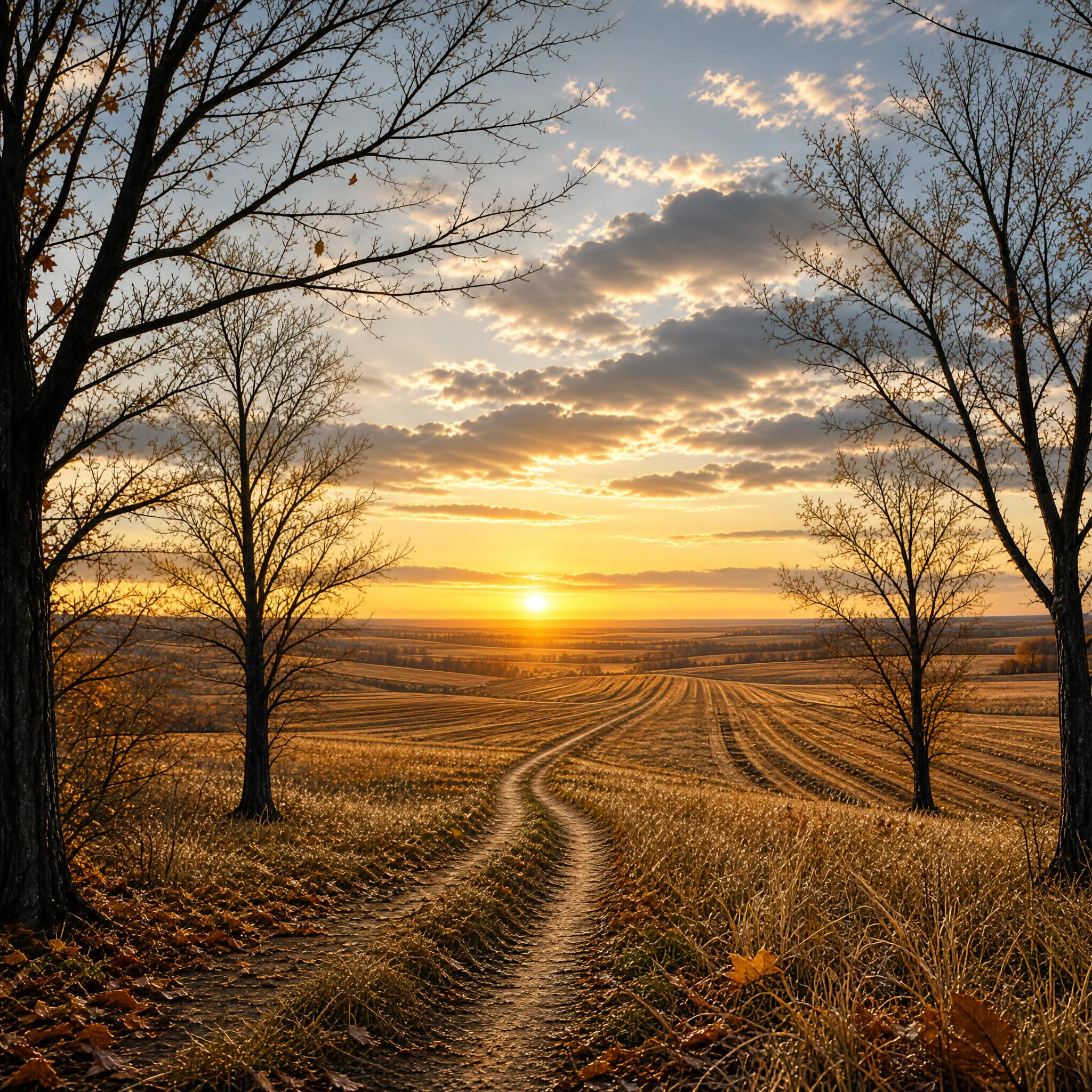 Autumn Sunset Landscape