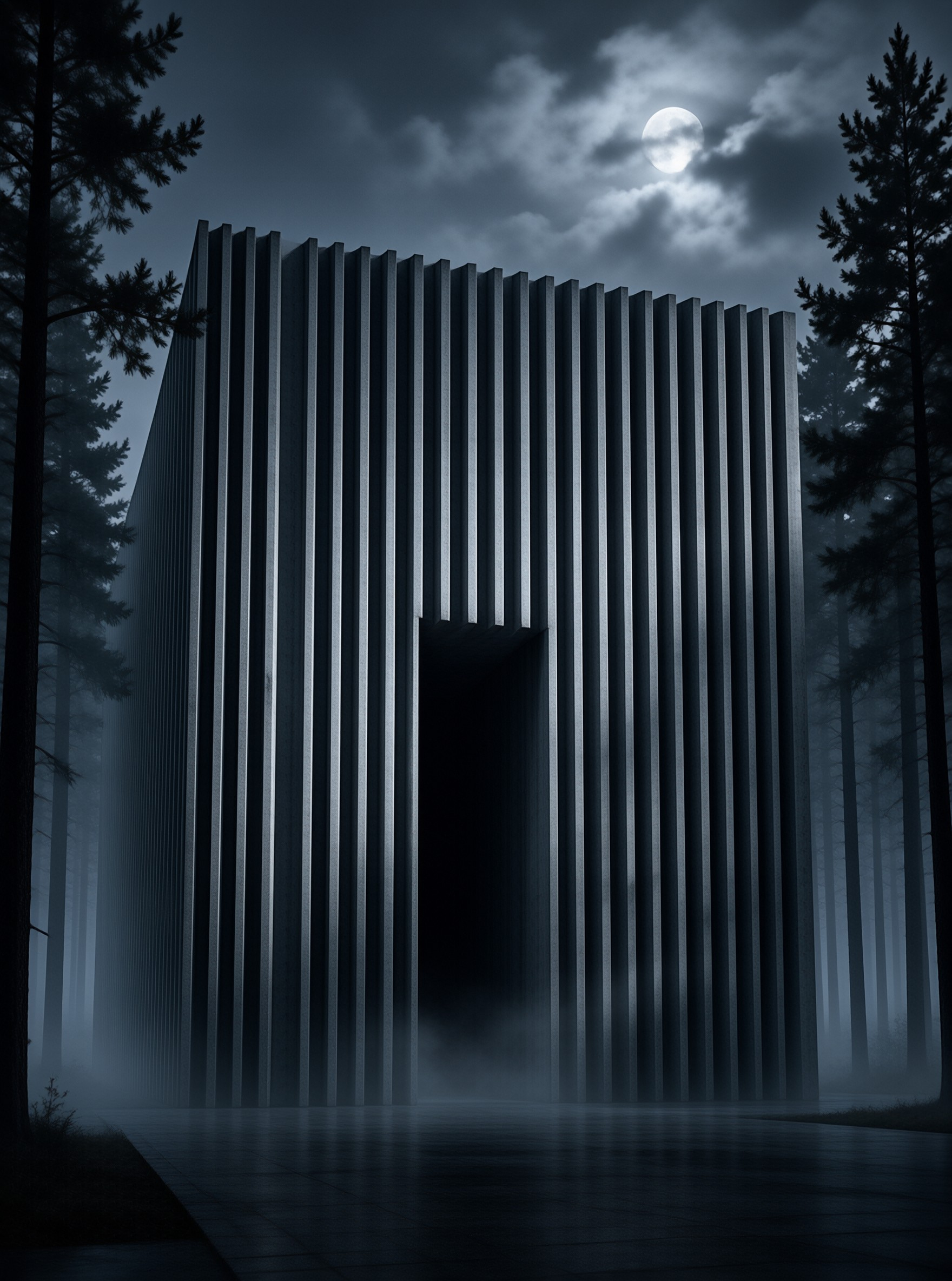 Mysterious Monolith in Forest