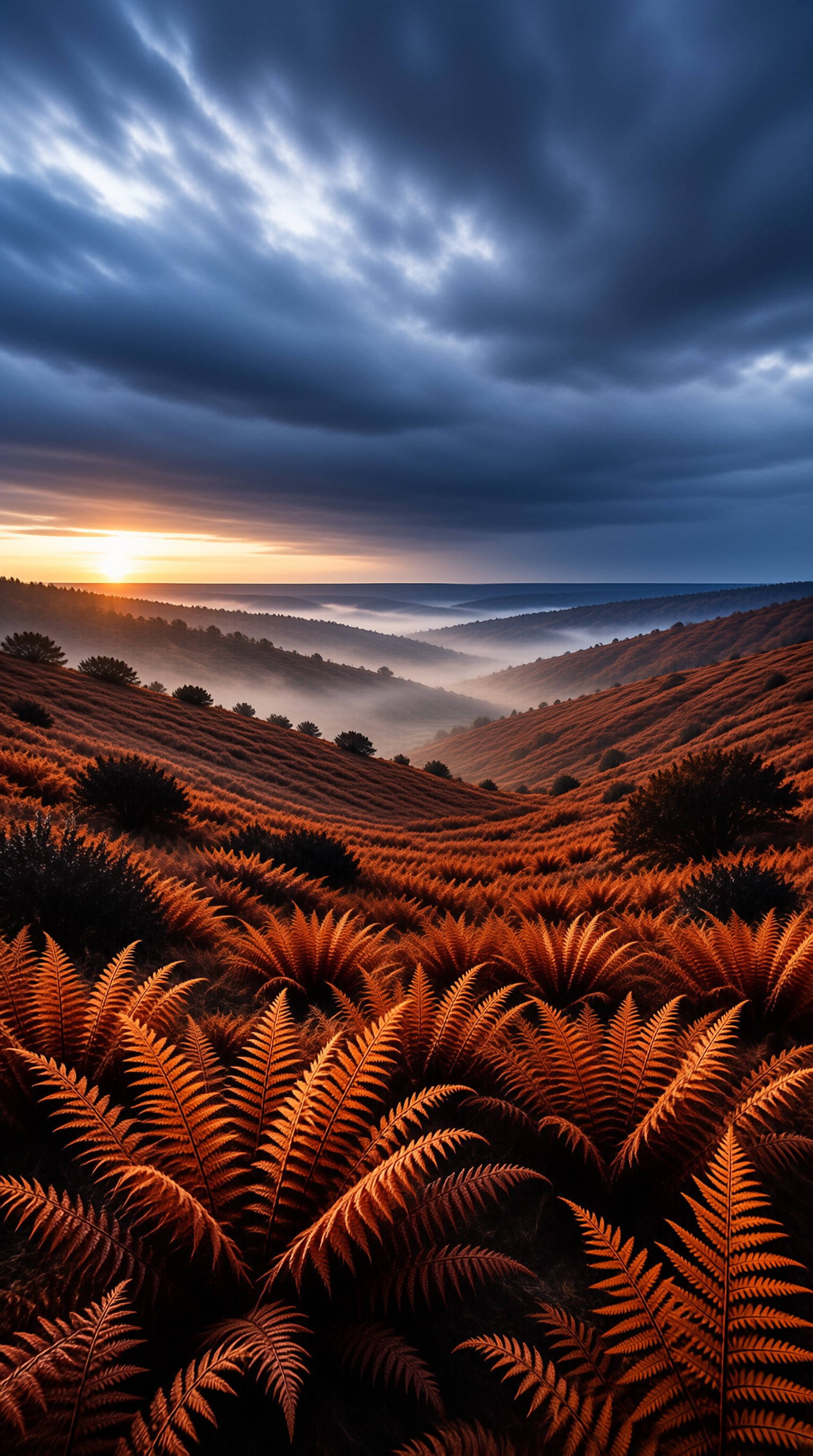 Sunset Over Misty Hills