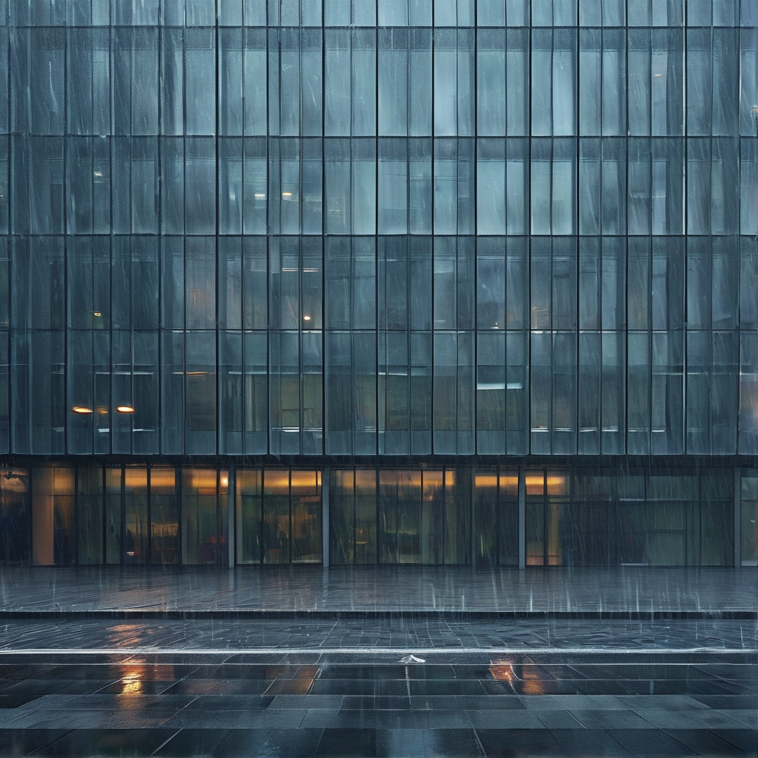 Rainy Glass Facade
