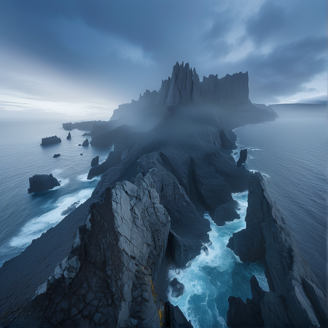Misty Coastal Cliffs