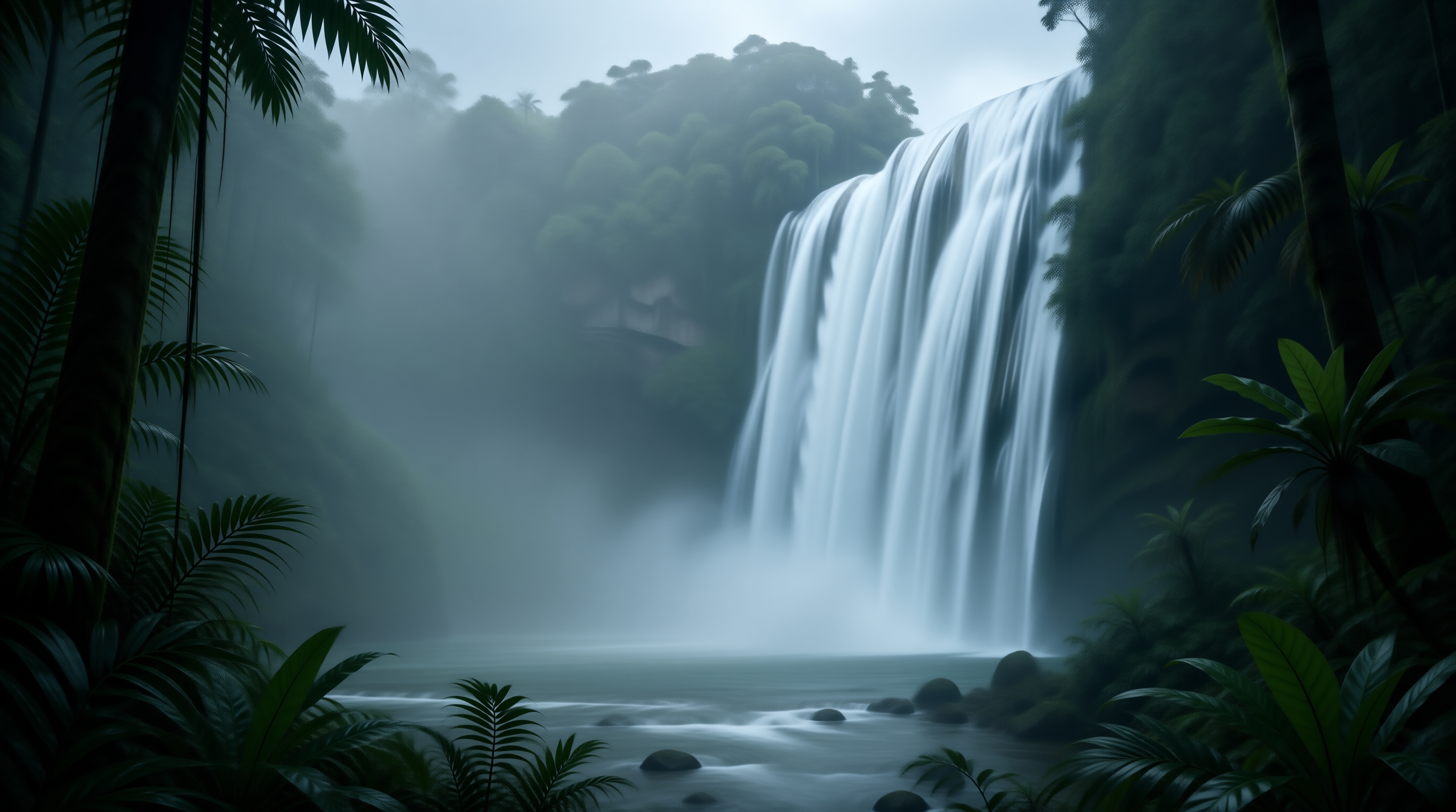 Misty Jungle Waterfall