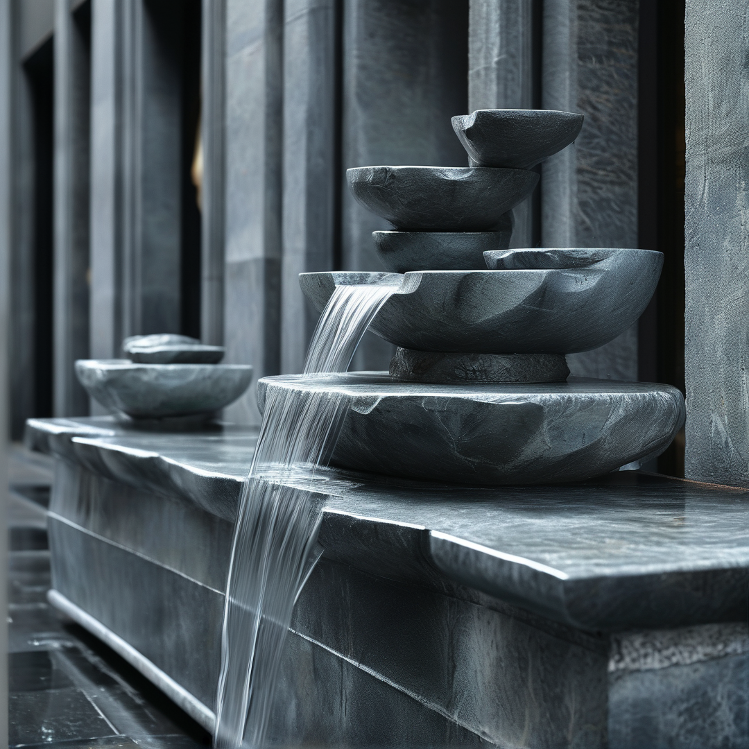 Modern Tiered Stone Fountain
