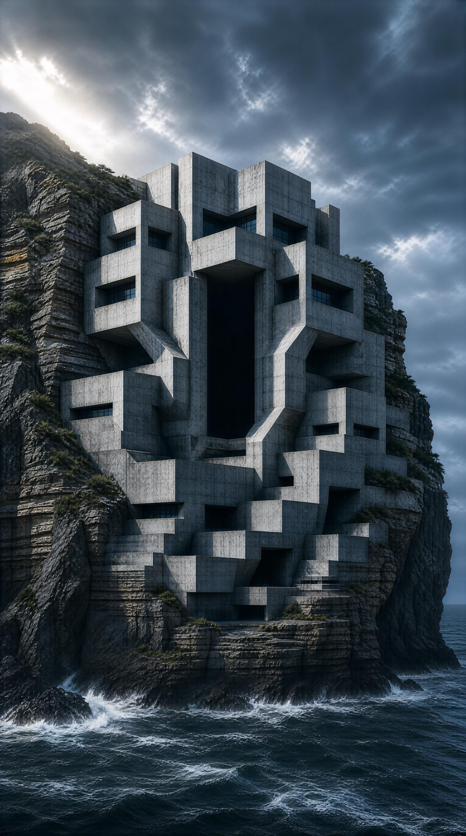 Modern Concrete Cliffside Building