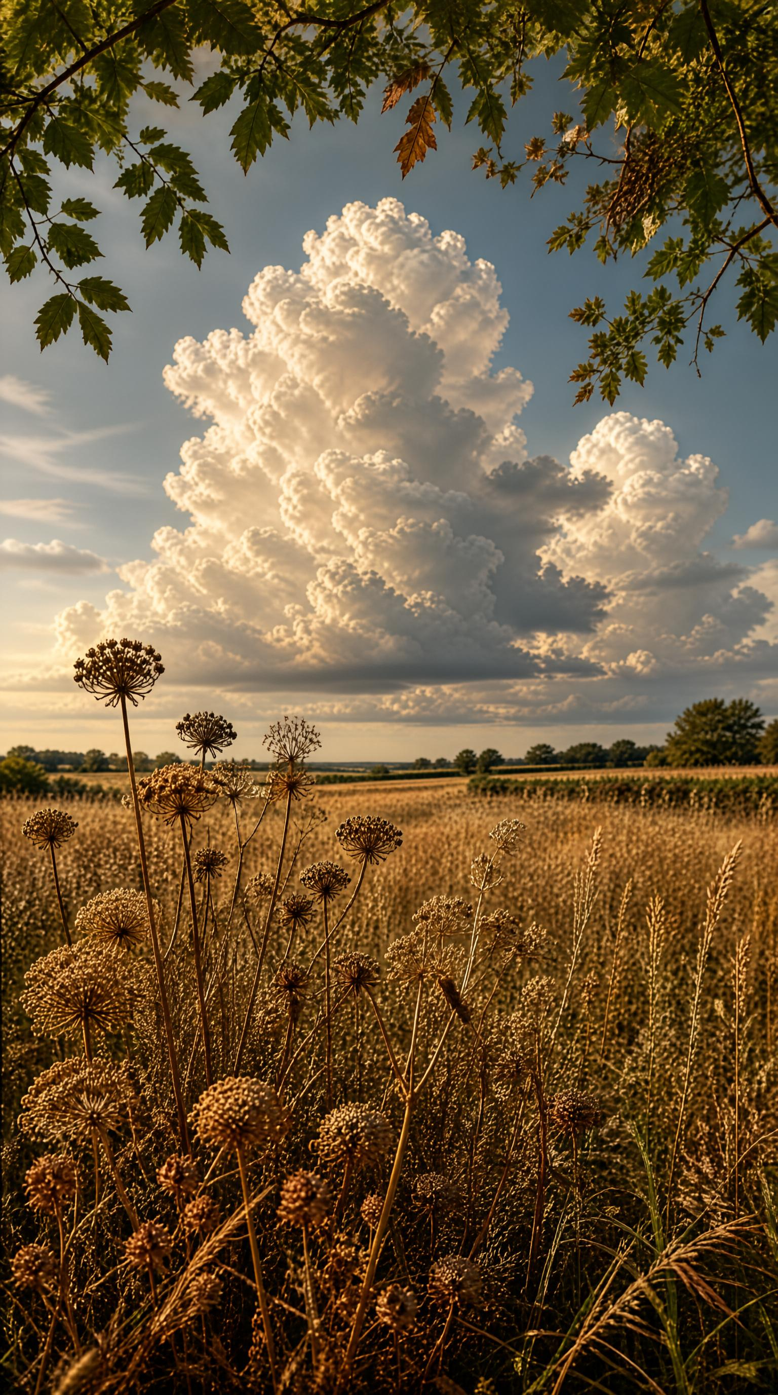 Golden Field Under Cloudy Sky