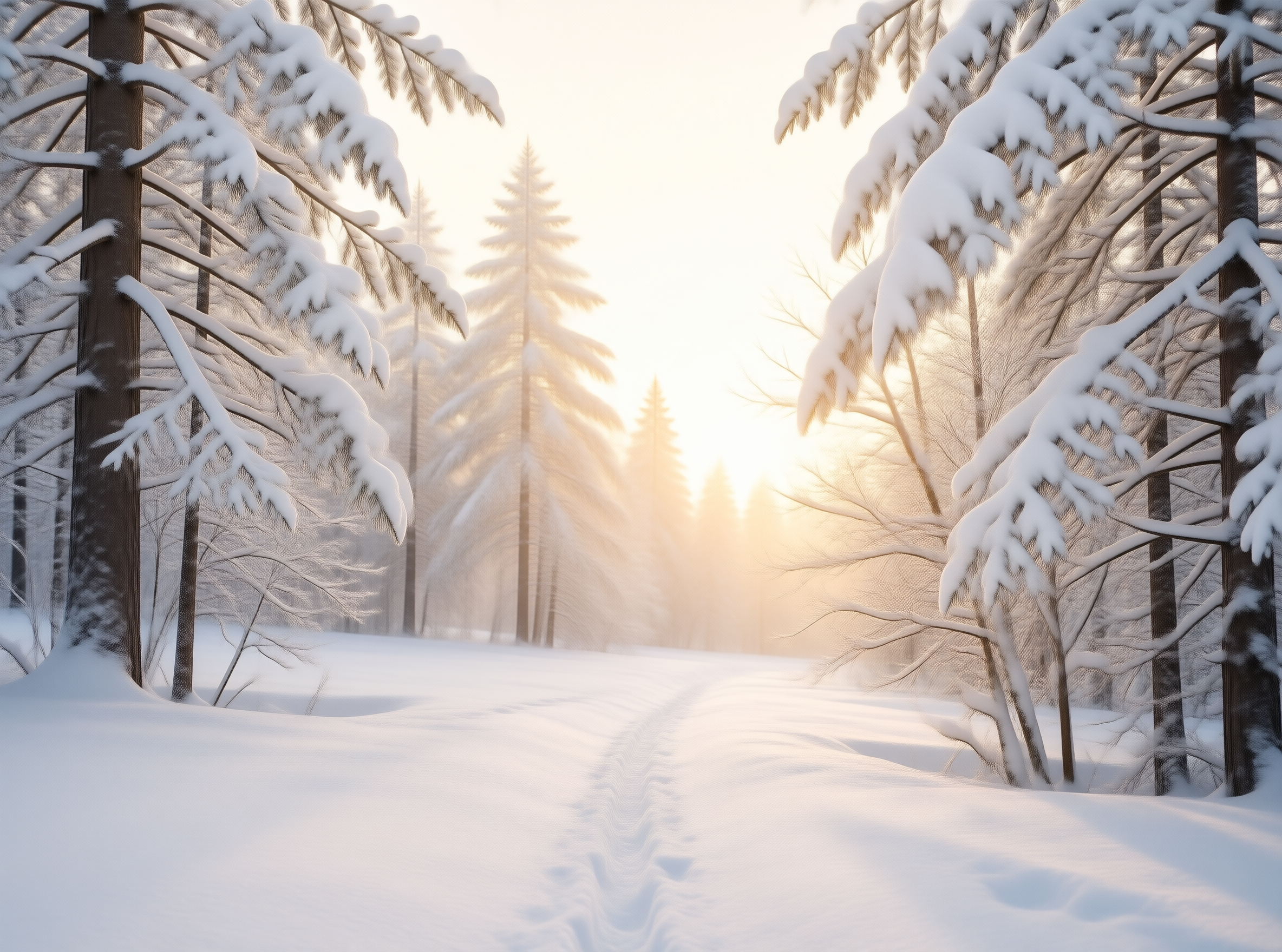 Sunlit Winter Forest Path