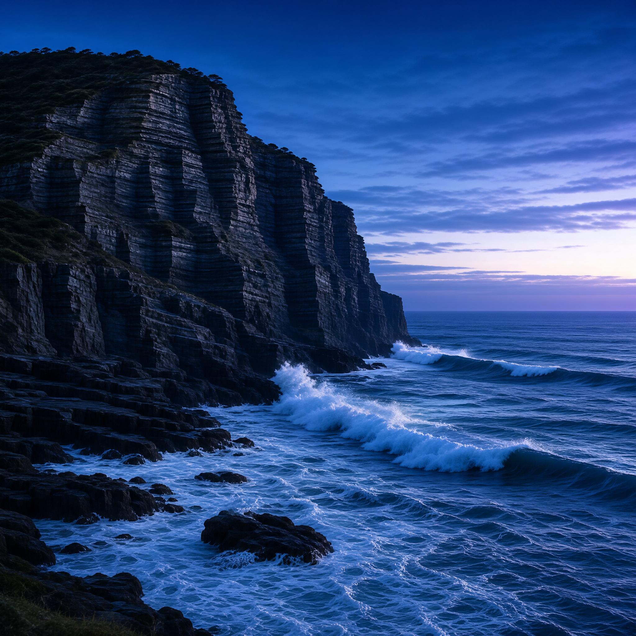 Coastal Cliffs at Dusk