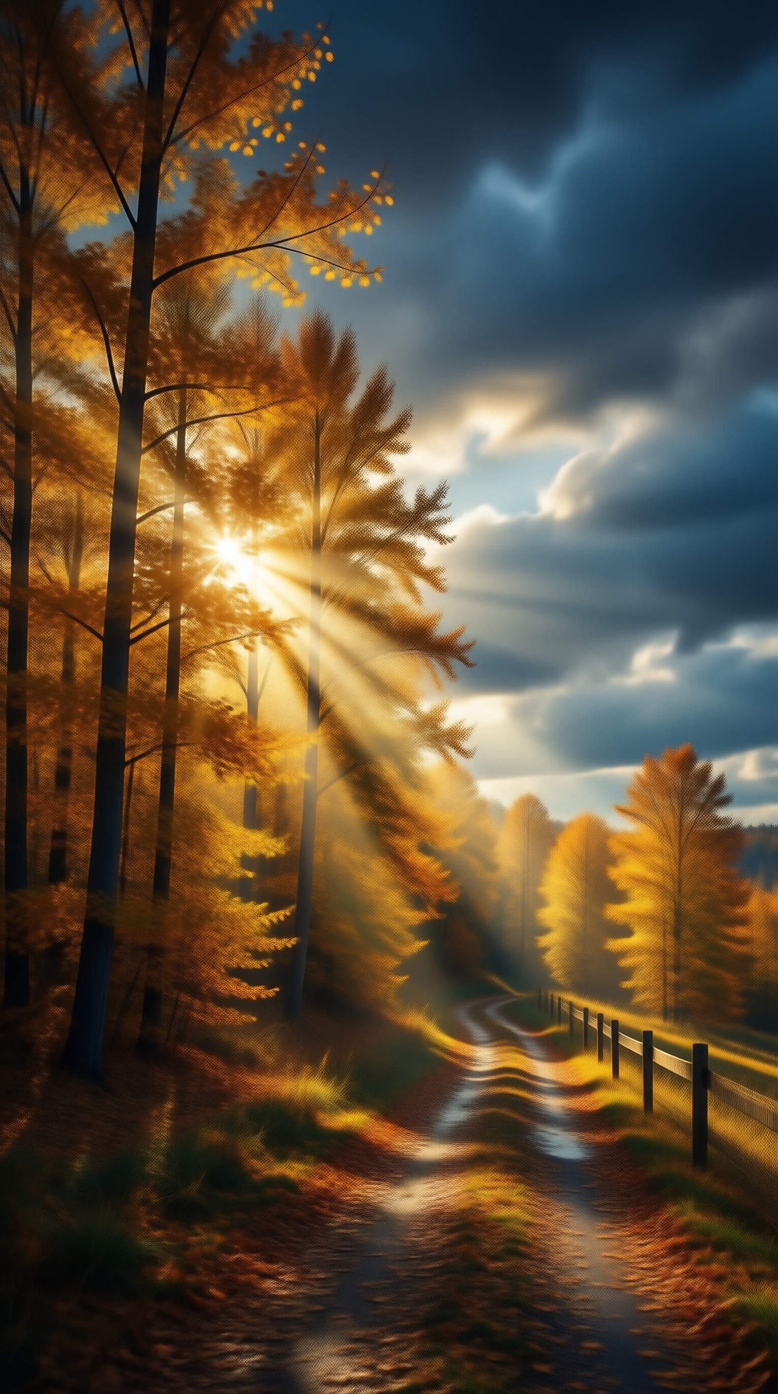 Sunlit Autumn Forest Path