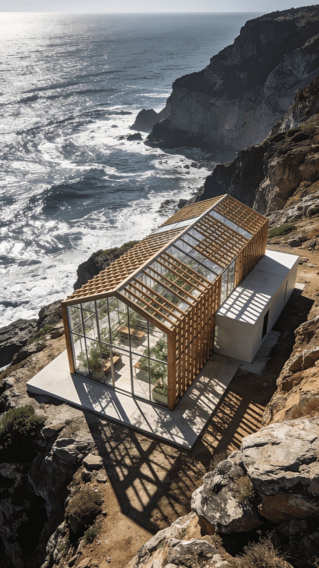 Greenhouse with Wooden Lattice — Coastal Cliff