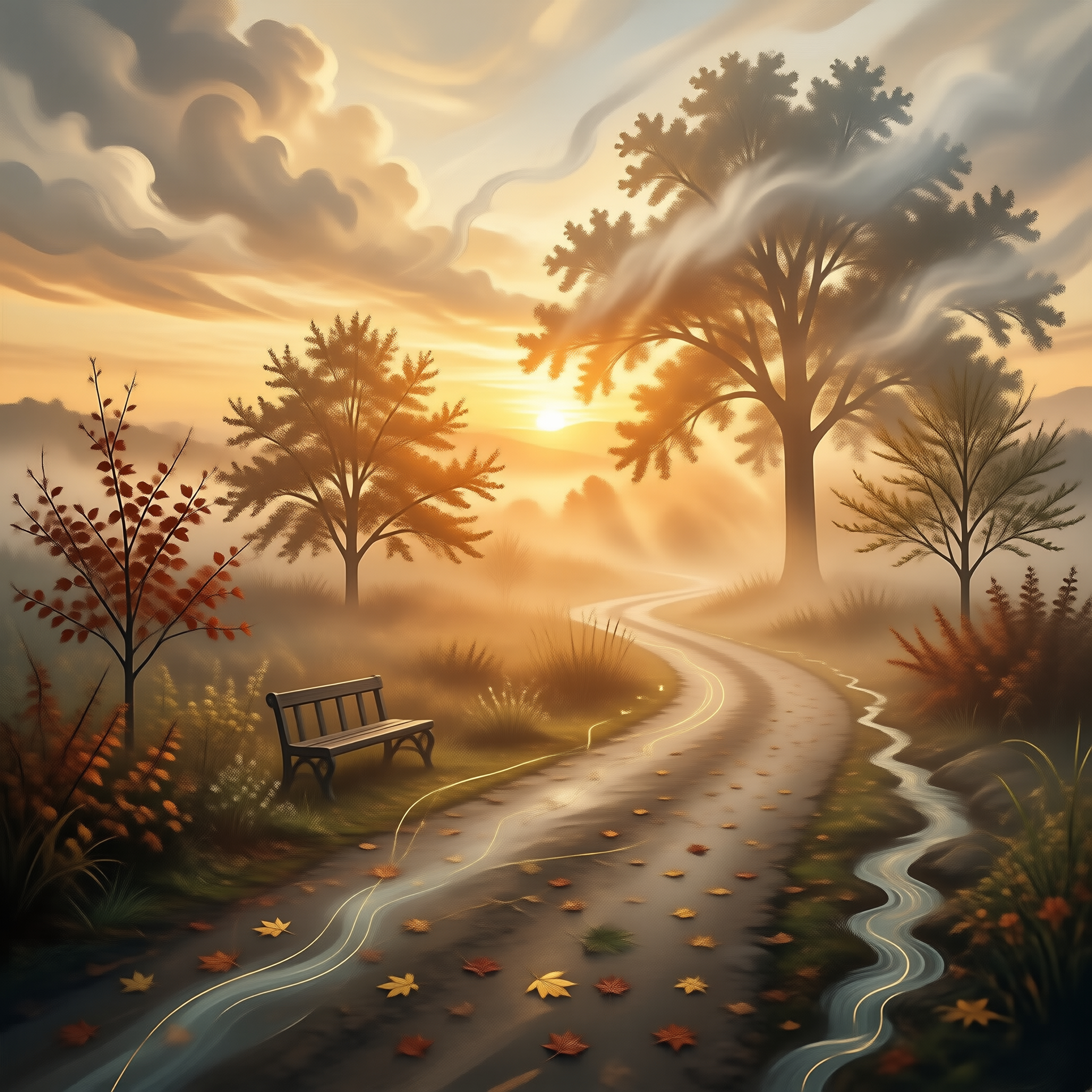 Serene Path at Sunset
