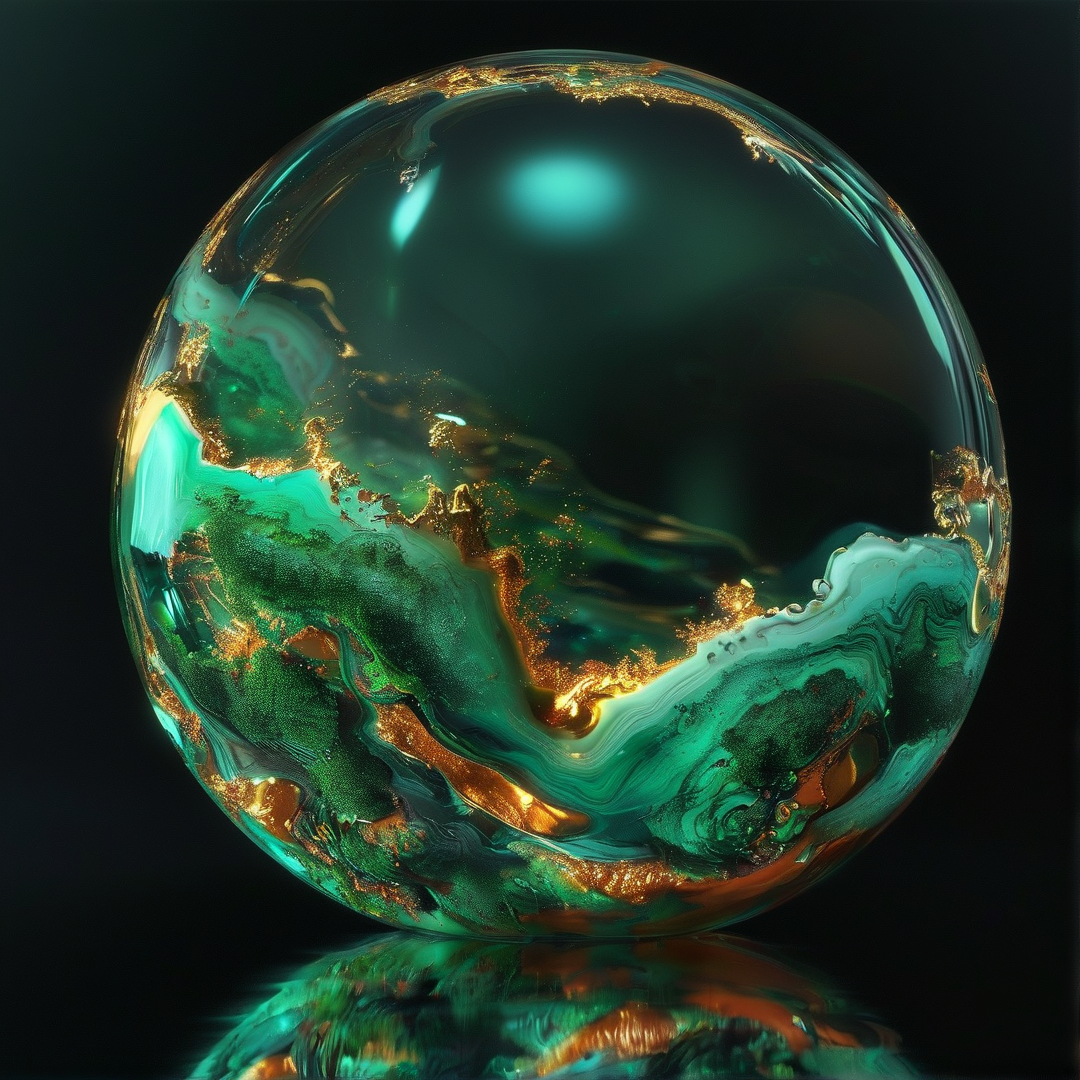 Swirling Green Gold Sphere