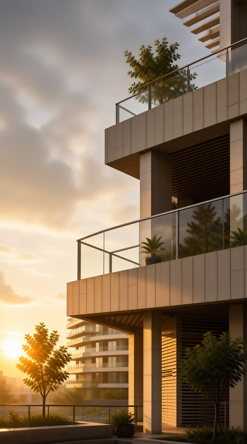 Modern Architecture at Sunset