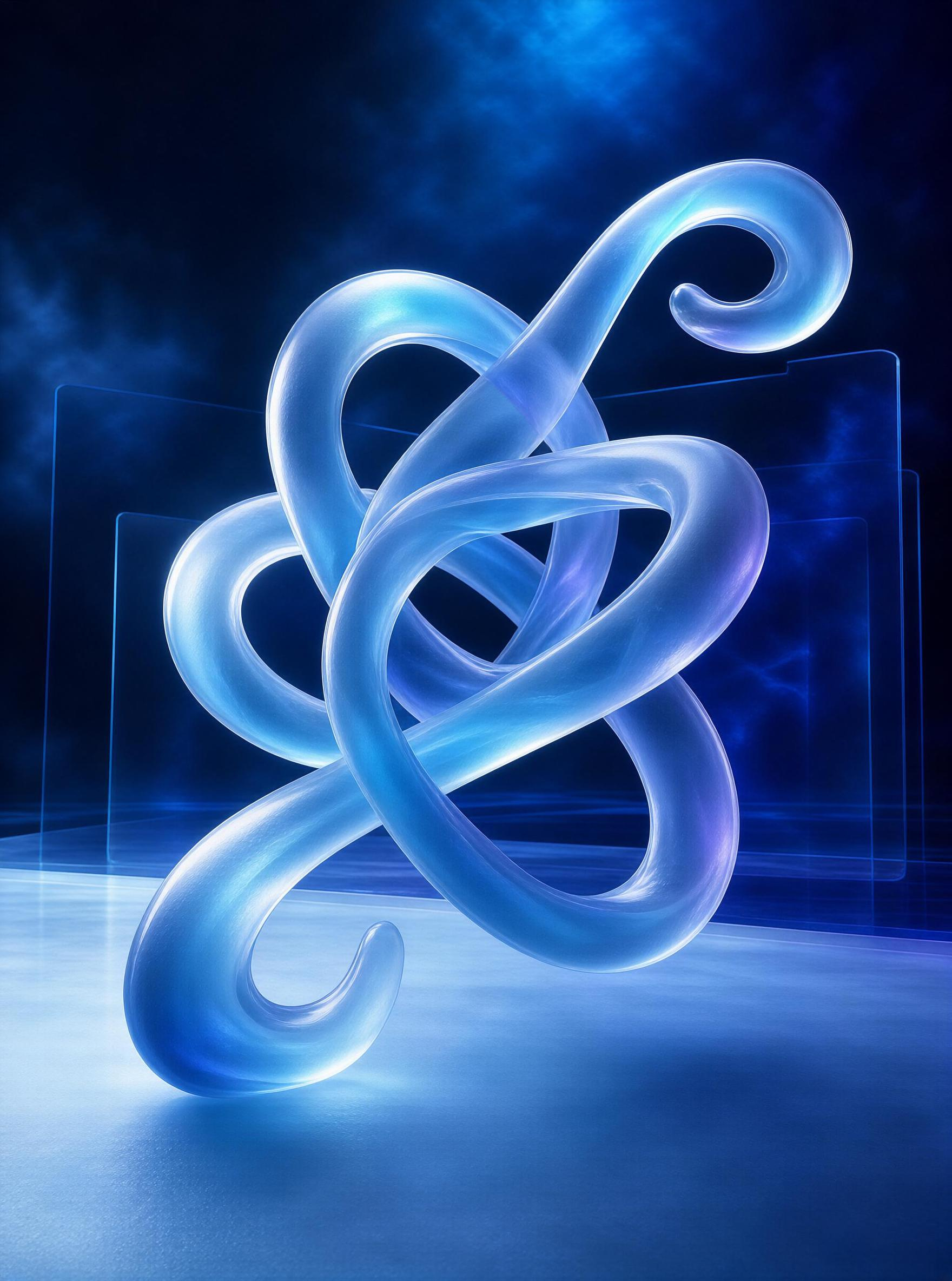 Glowing Blue Abstract Ribbon
