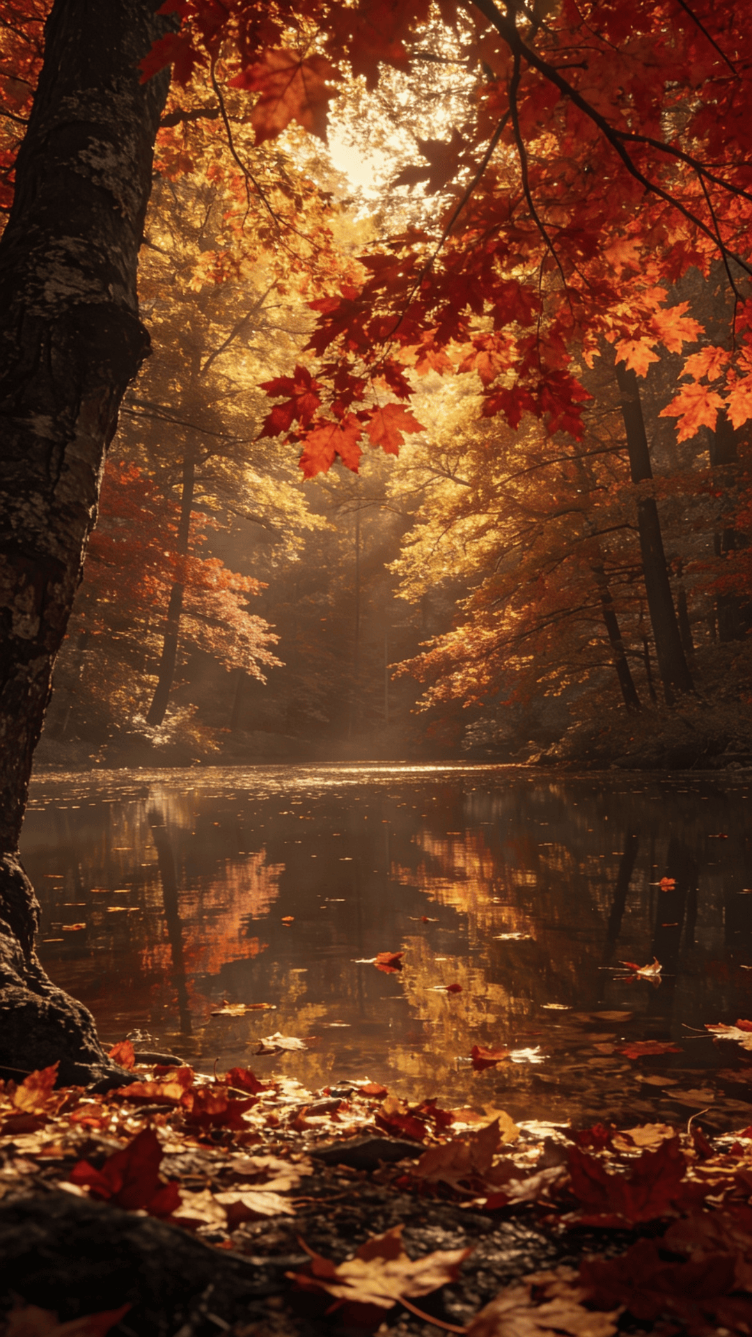 Autumn Forest Reflected in Still Water