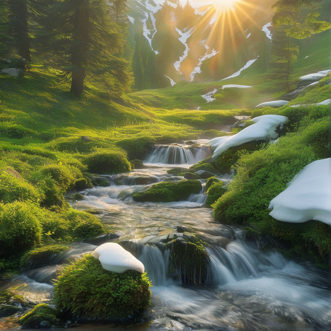 Sunlit Mountain Stream