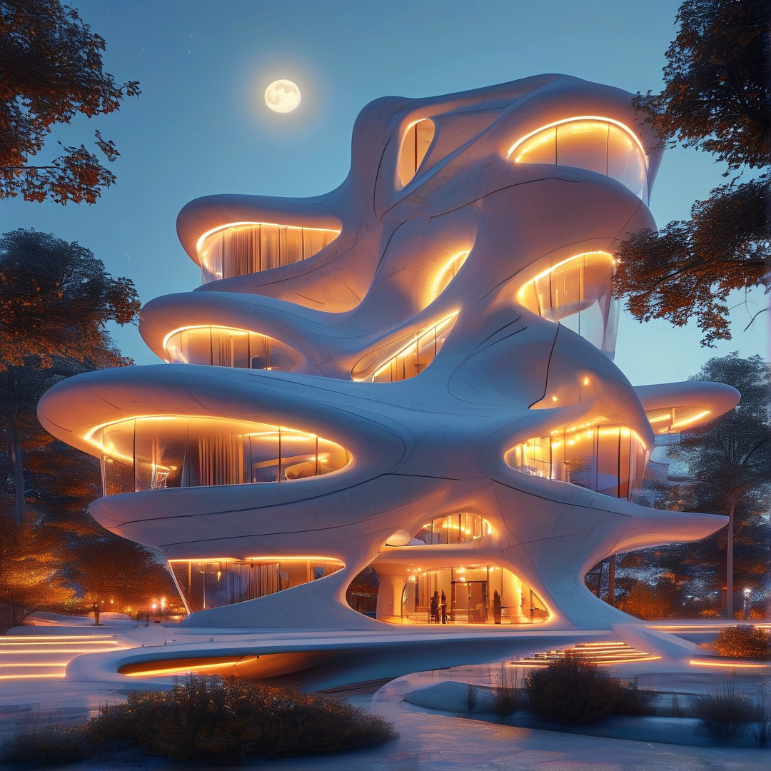 Moonlit Futuristic Tower