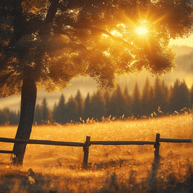 Golden Sunset Pastoral Scene