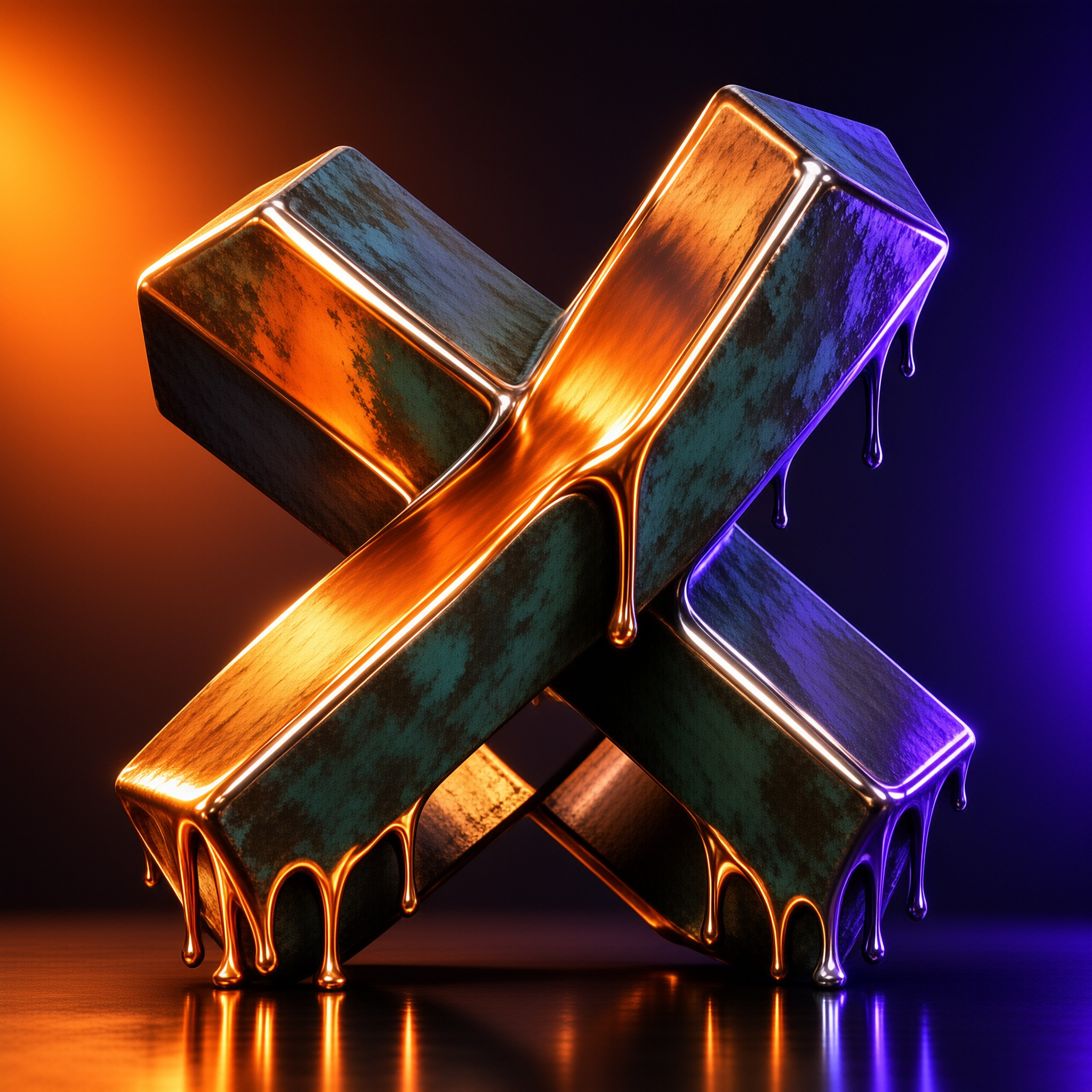 Crossed Molten Metal Blocks