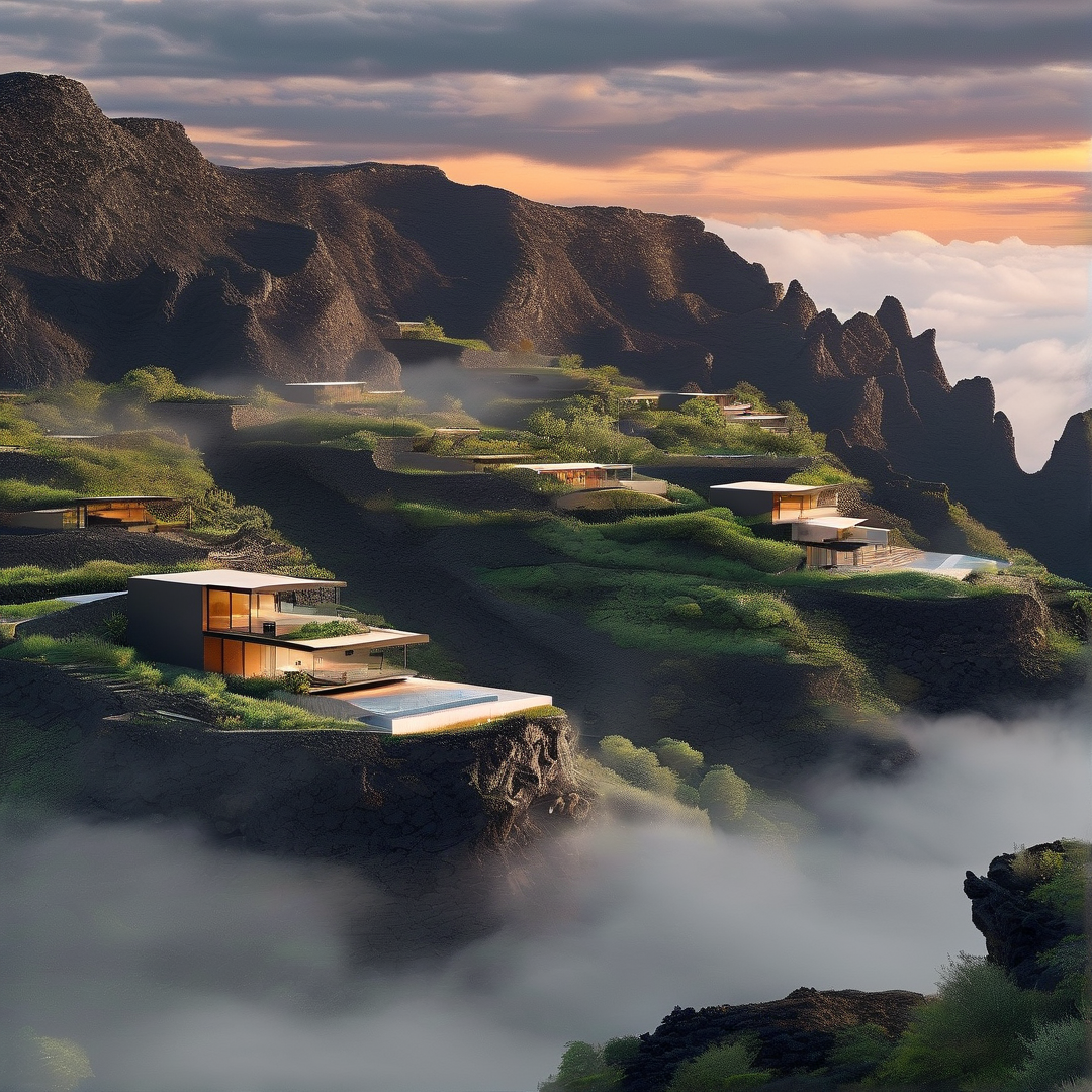 Mountain Retreat at Sunset