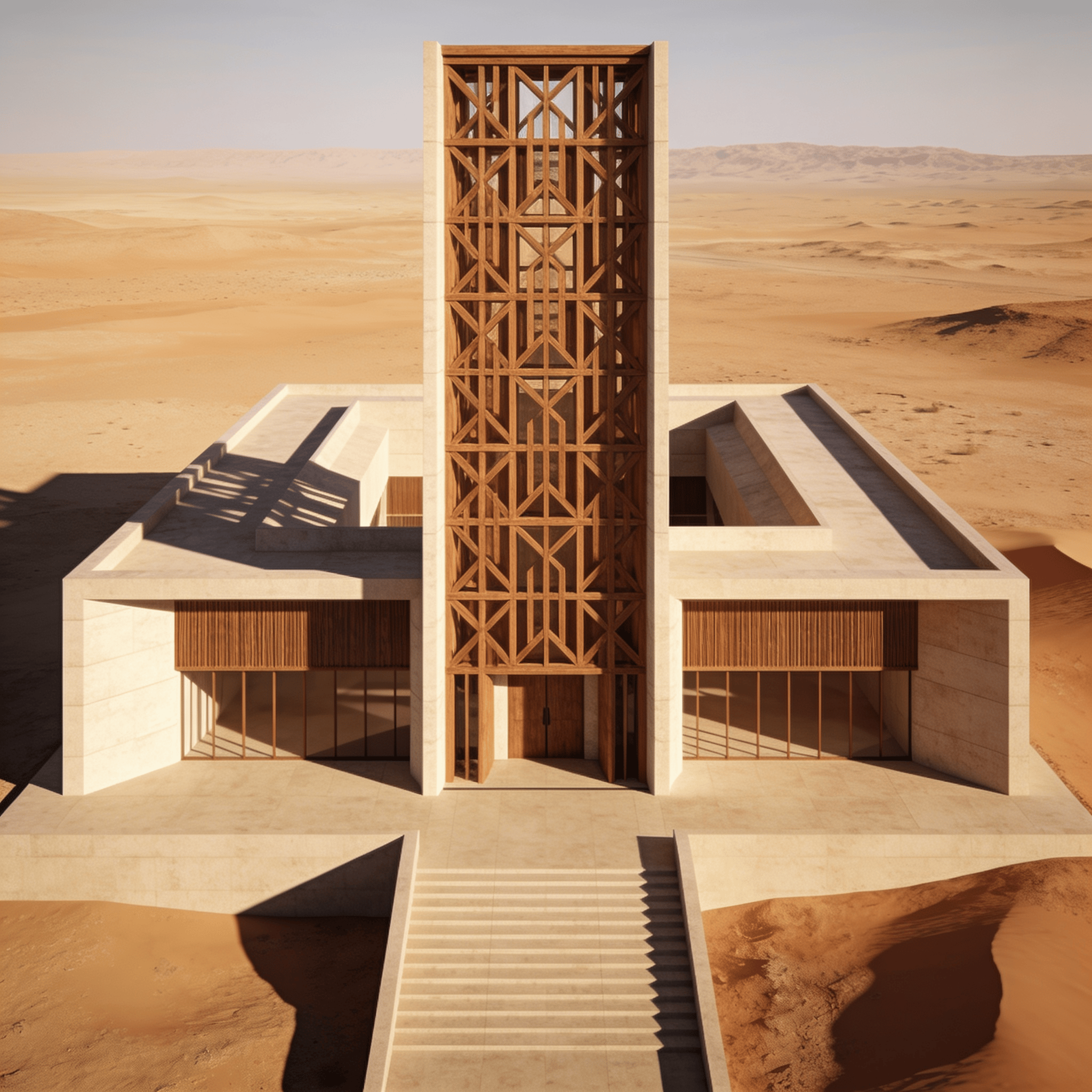 Tower with Wooden Lattice — Desert Plain