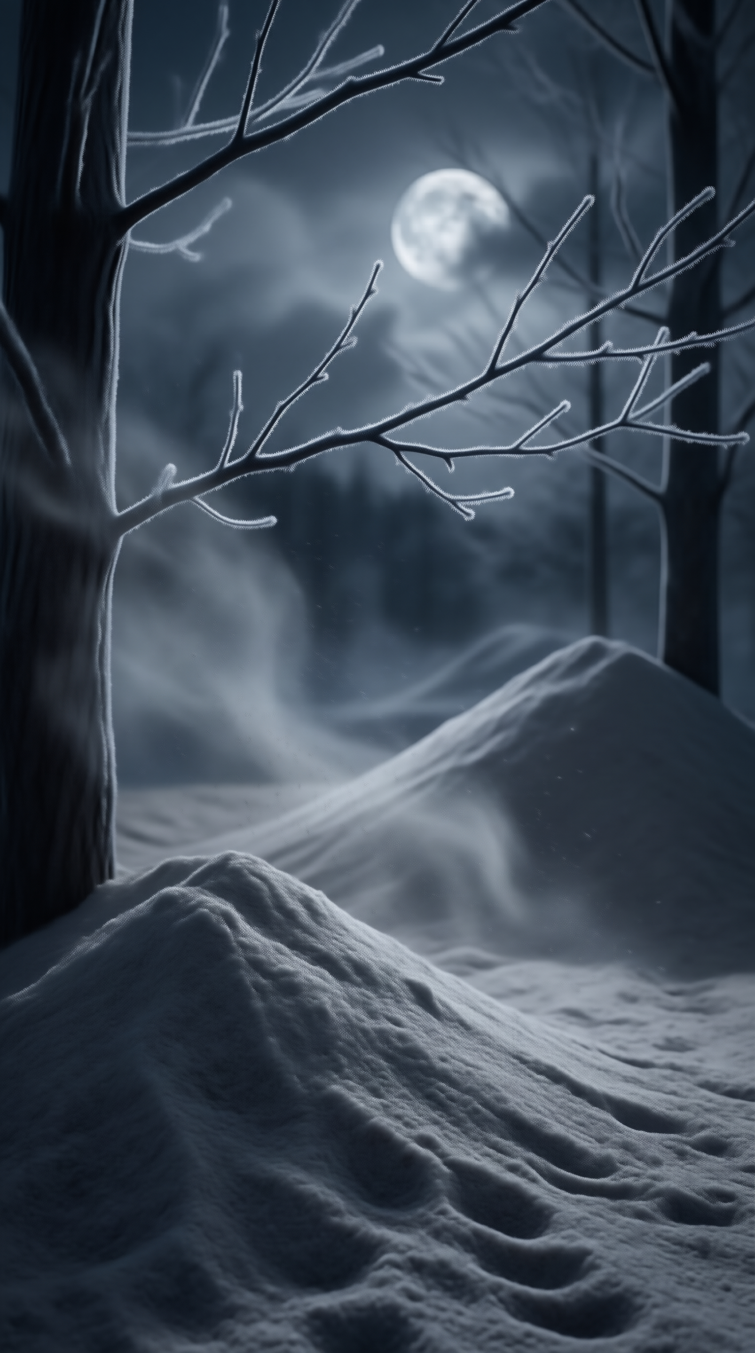 Moonlit Snowy Forest