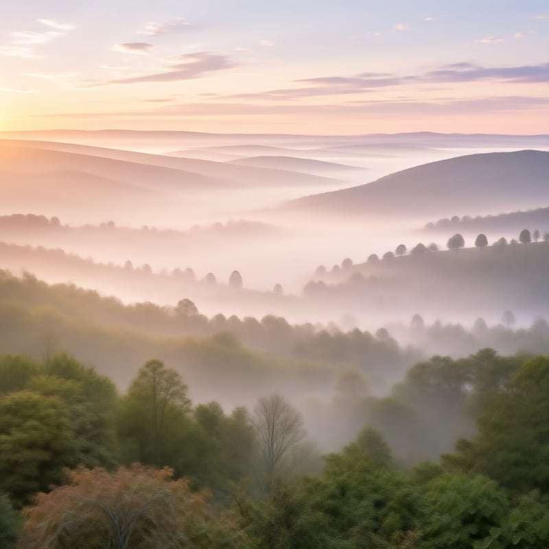 Misty Hills at Sunrise