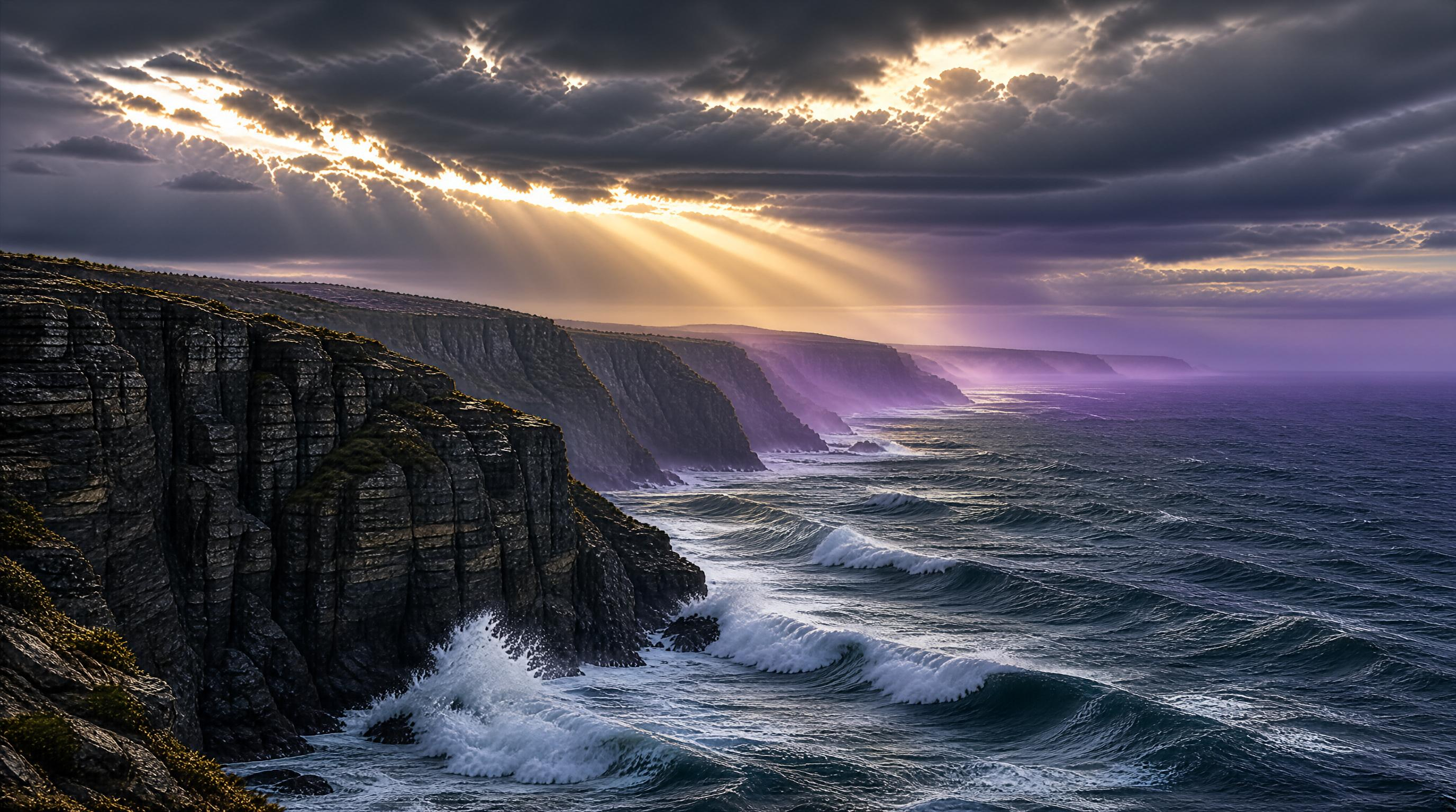 Dramatic Coastal Cliffs at Sunset