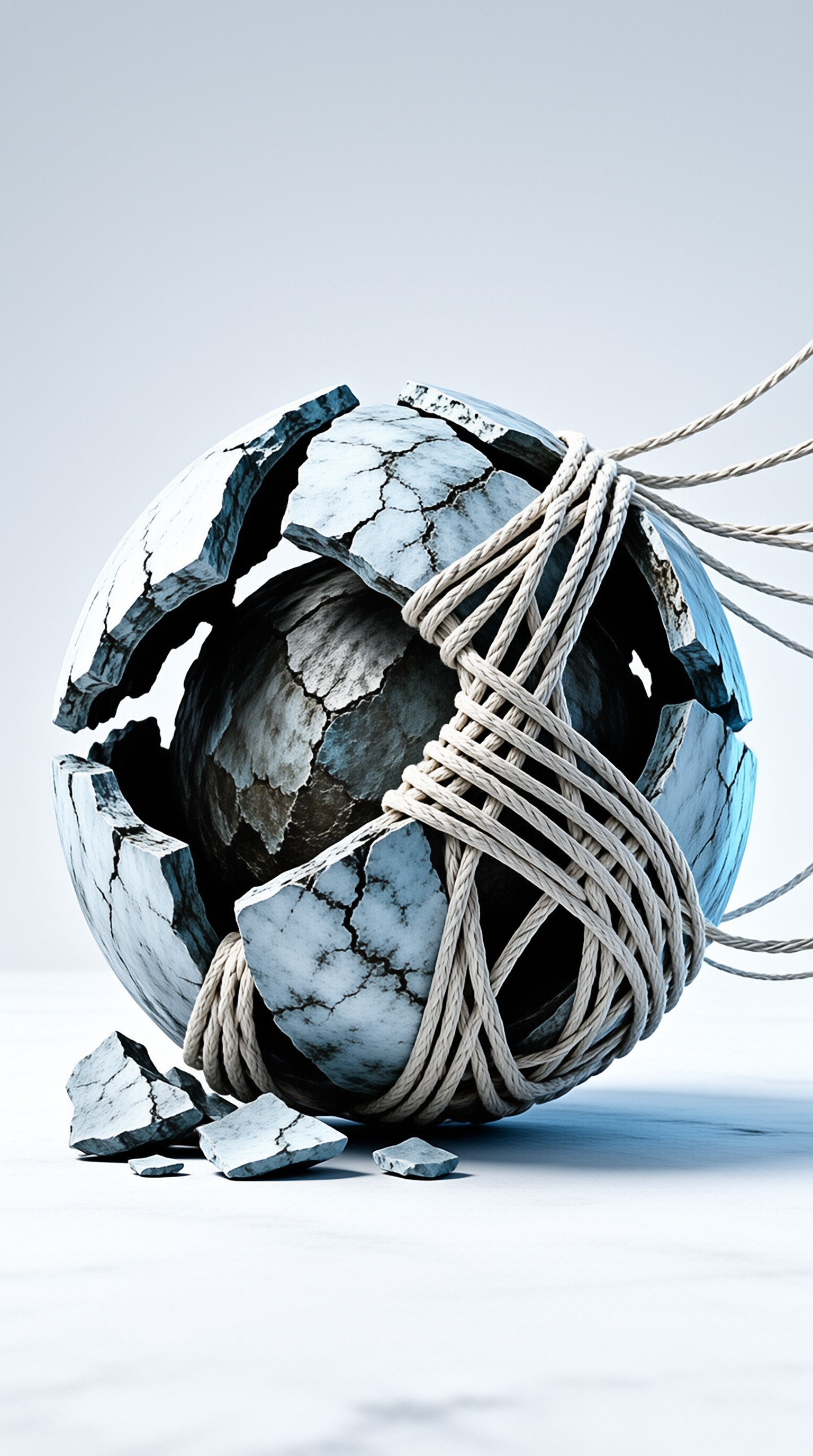 Cracked Sphere Wrapped by Rope