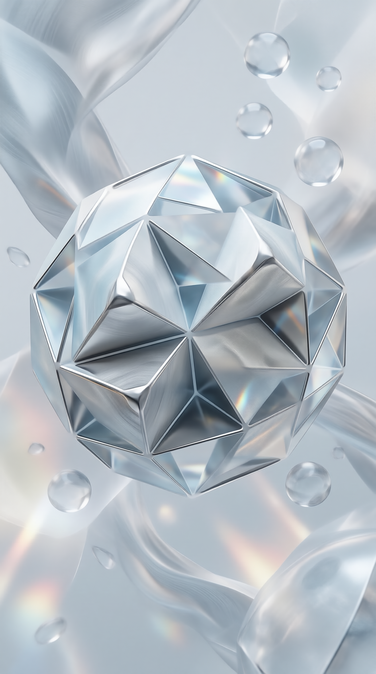 Silver Faceted Geometric Sphere